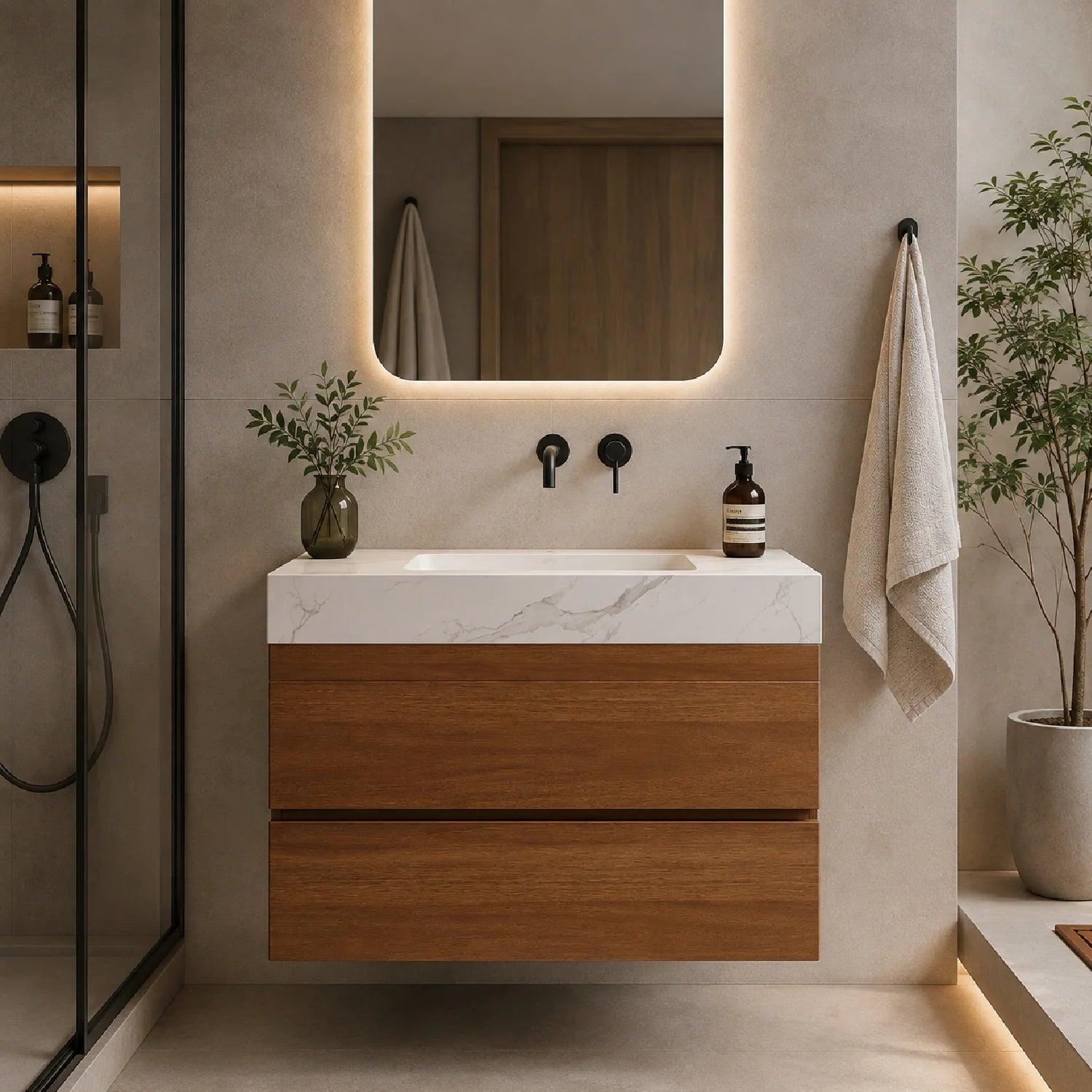 Luxury Modern Floating Bathroom Vanity European Style for Villa