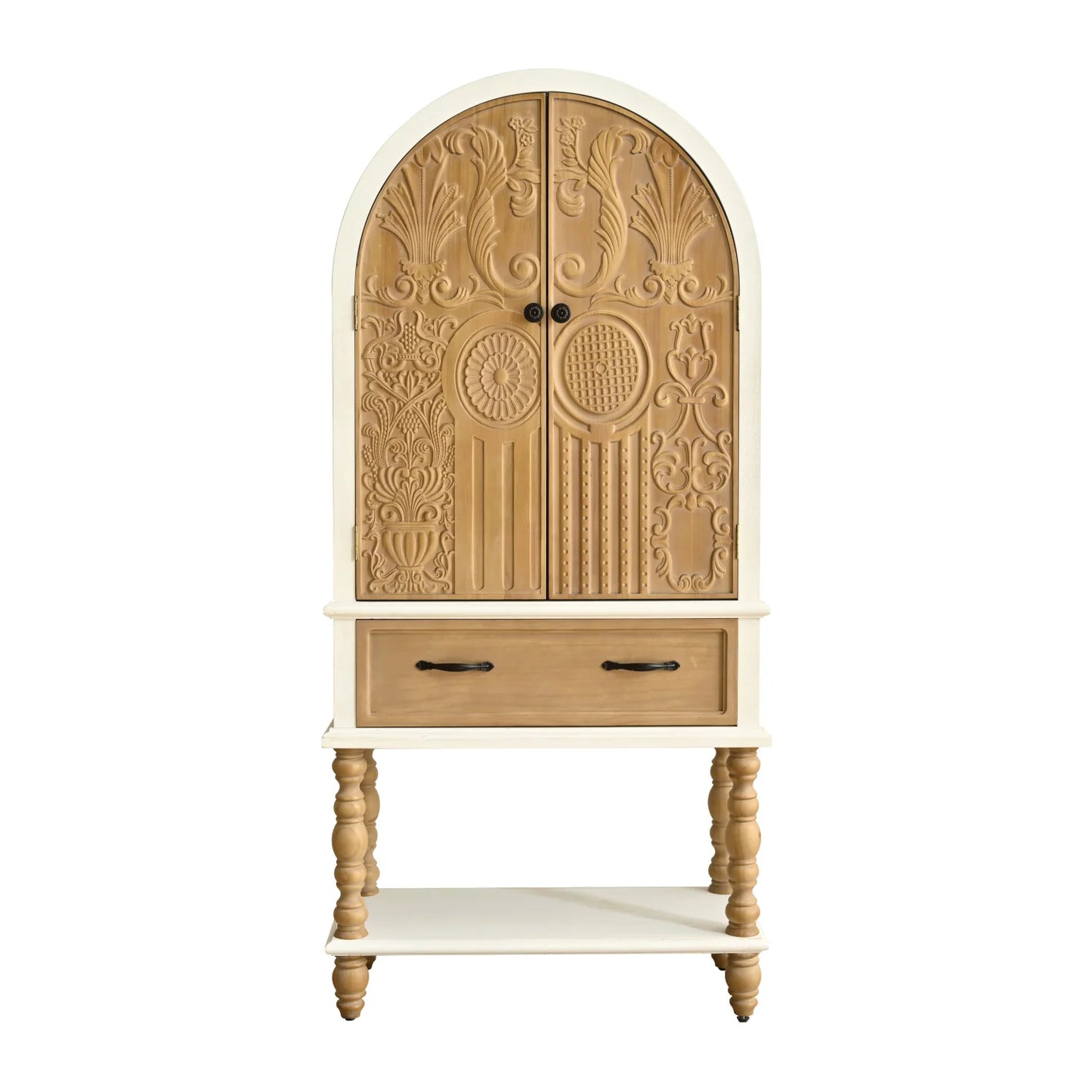 Luxury Modern Floral Carved 2-Door Cabinet European Style for Villa