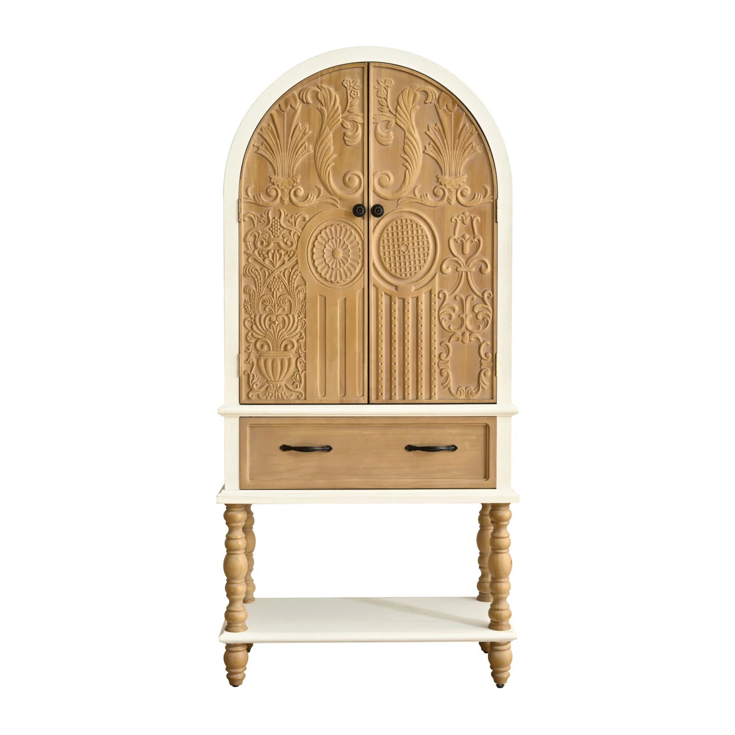 Luxury Modern Floral Carved 2-Door Cabinet European Style for Villa