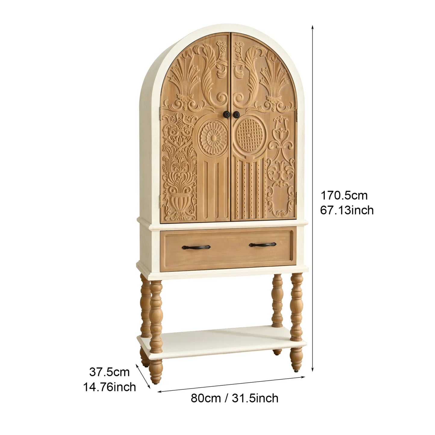Luxury Modern Floral Carved 2-Door Cabinet European Style for Villa