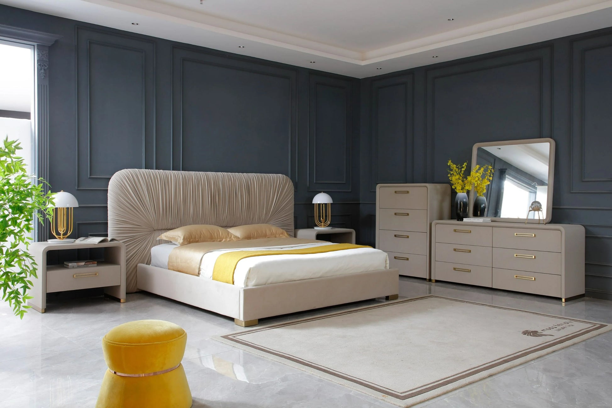 Luxury Modern Flower Bedroom Set European Style for Villa