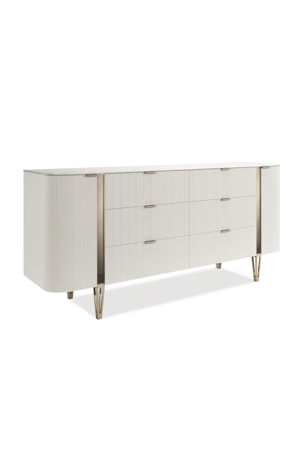 Luxury Modern Fluted Front 6-Drawer Dresser European Style for Villa