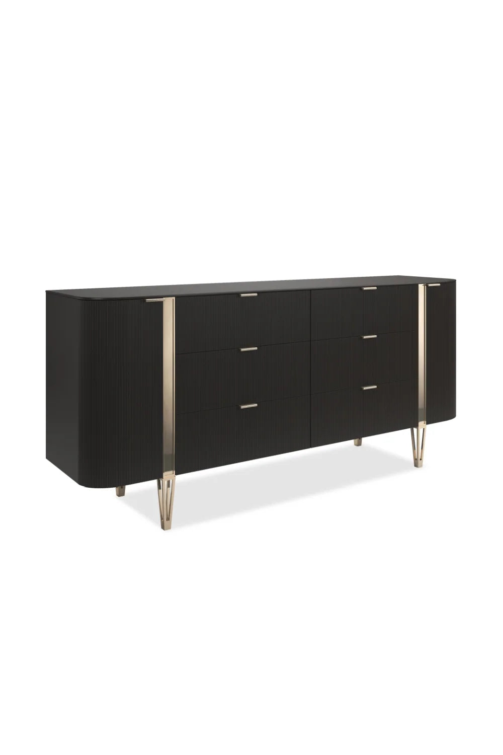 Luxury Modern Fluted Front 6-Drawer Dresser European Style for Villa