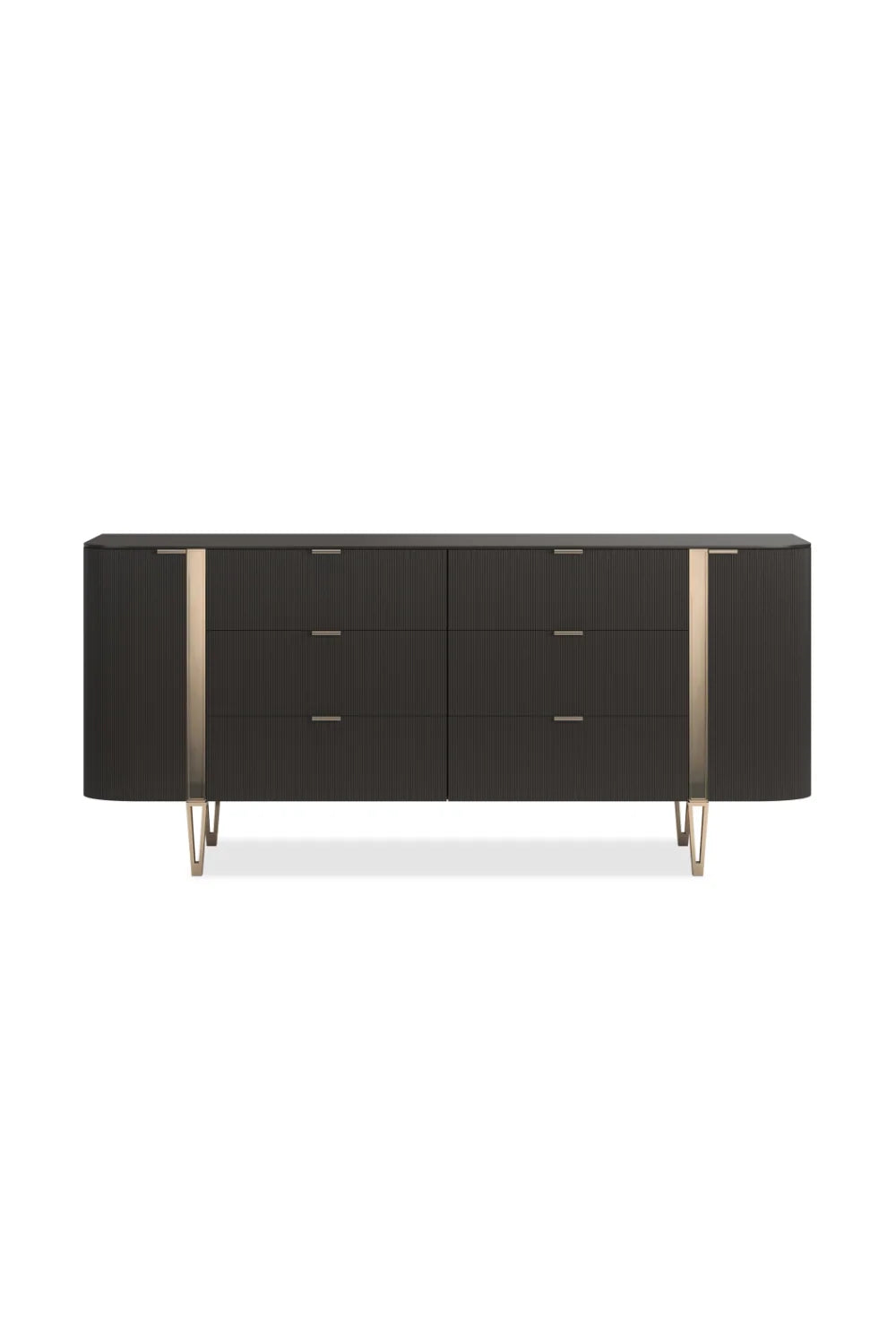 Luxury Modern Fluted Front 6-Drawer Dresser European Style for Villa