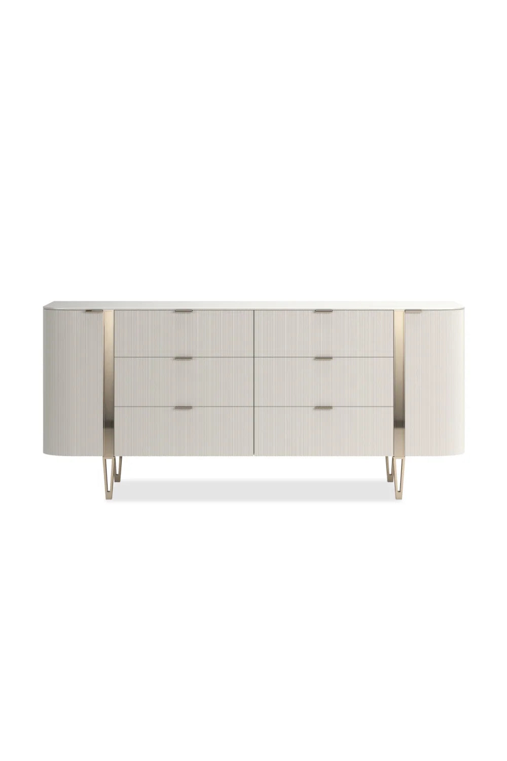 Luxury Modern Fluted Front 6-Drawer Dresser European Style for Villa
