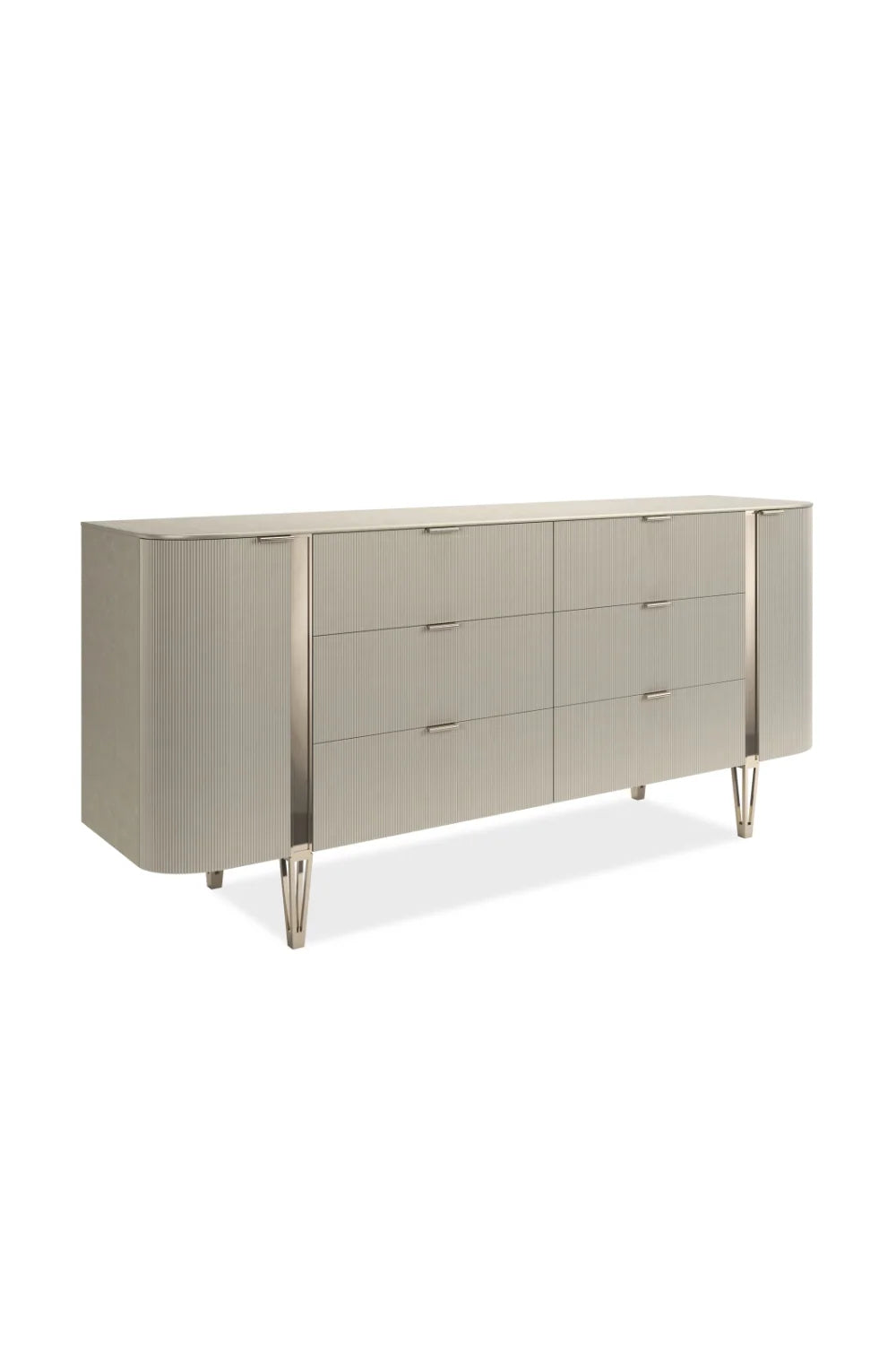 Luxury Modern Fluted Front 6-Drawer Dresser European Style for Villa