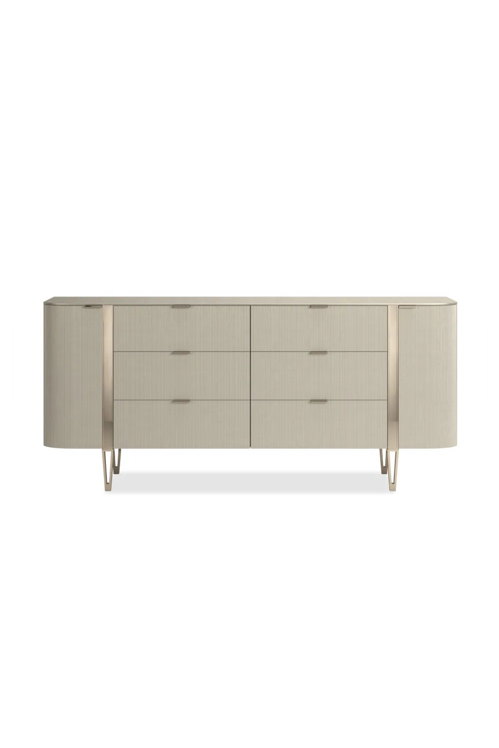 Luxury Modern Fluted Front 6-Drawer Dresser European Style for Villa