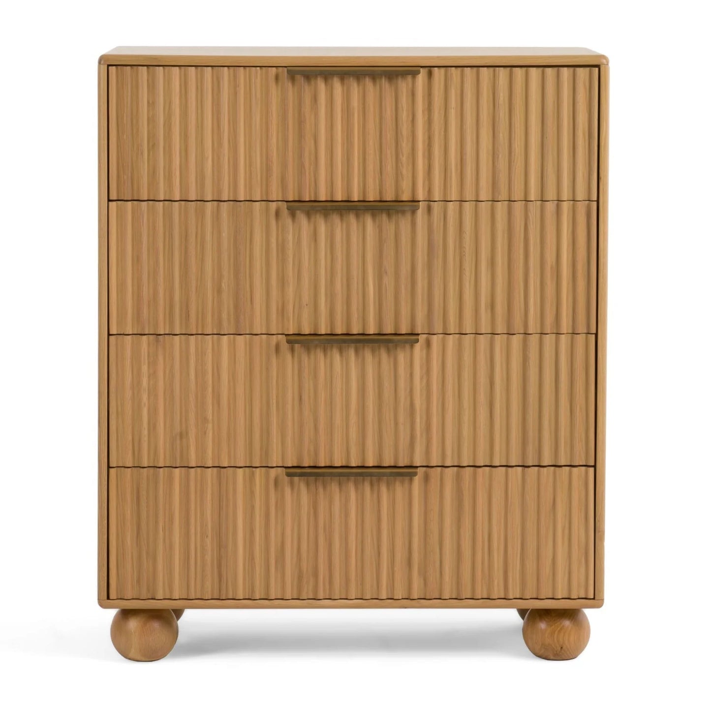 Luxury Modern Fluted Natural Oak 4-Drawer Chest European Style for Villa