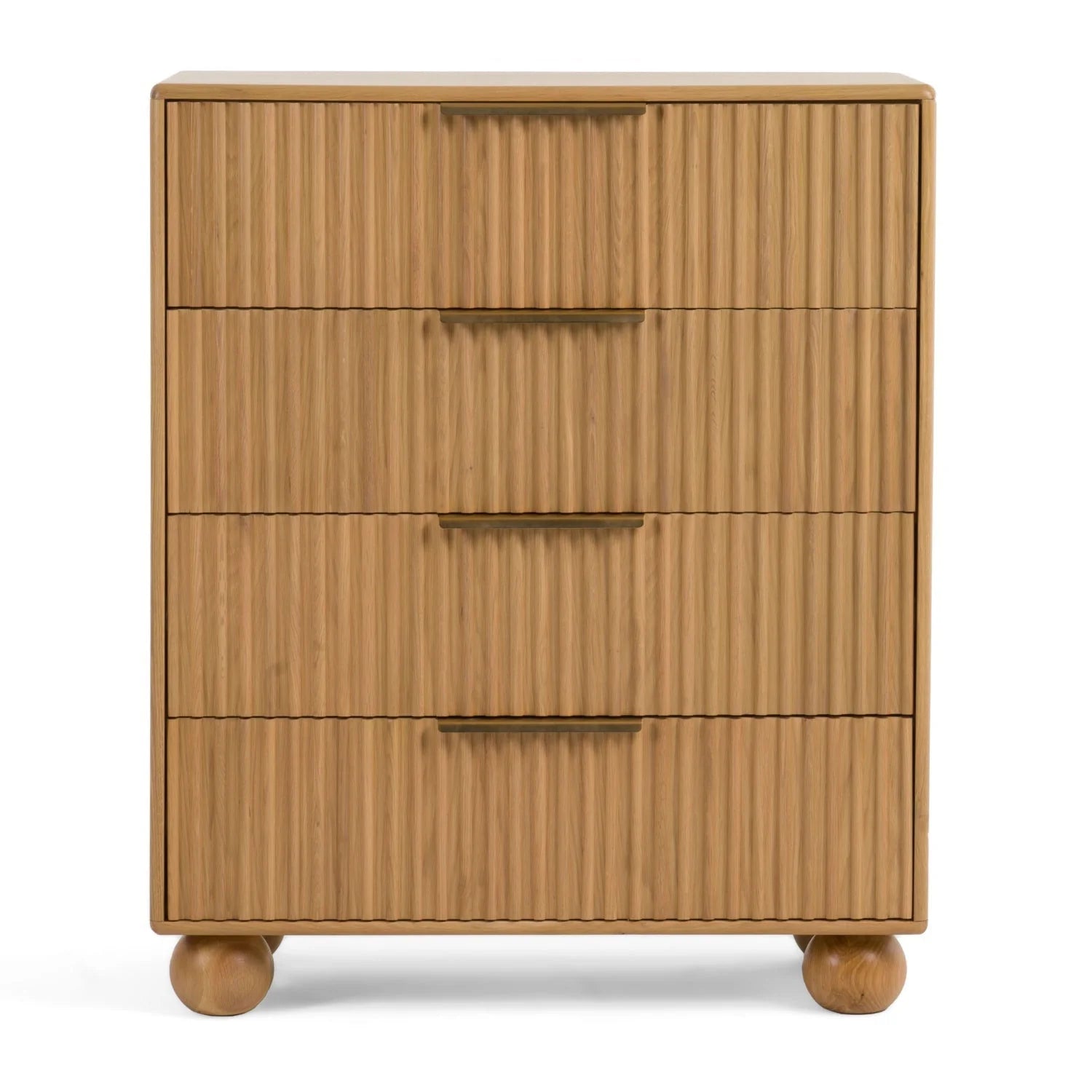 Luxury Modern Fluted Natural Oak 4-Drawer Chest European Style for Villa