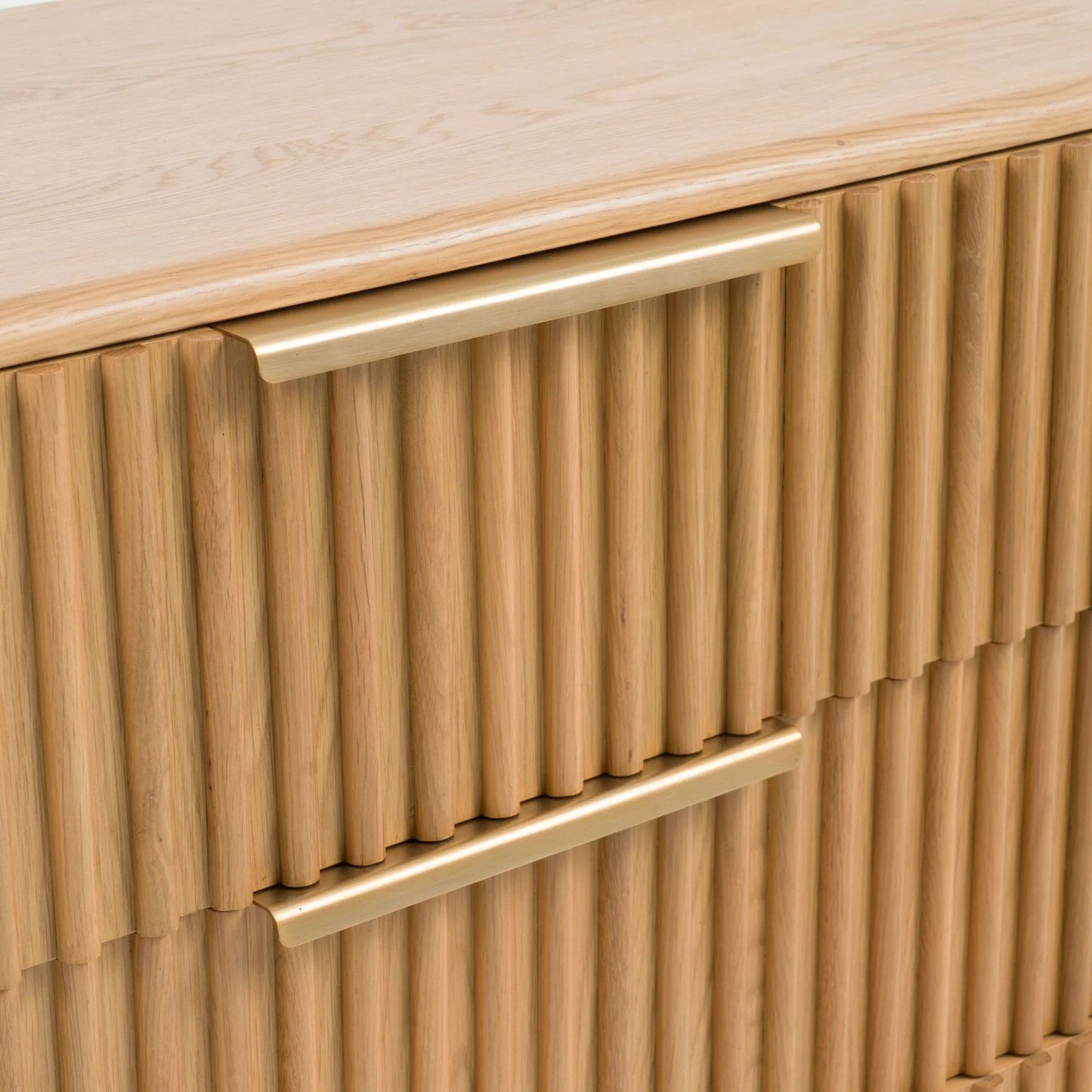 Luxury Modern Fluted Natural Oak 4-Drawer Chest European Style for Villa