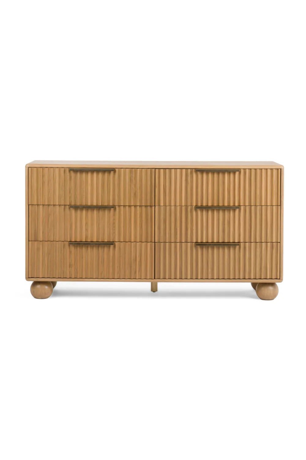 Luxury Modern Fluted Oak 6-Drawer Dresser European Style for Villa