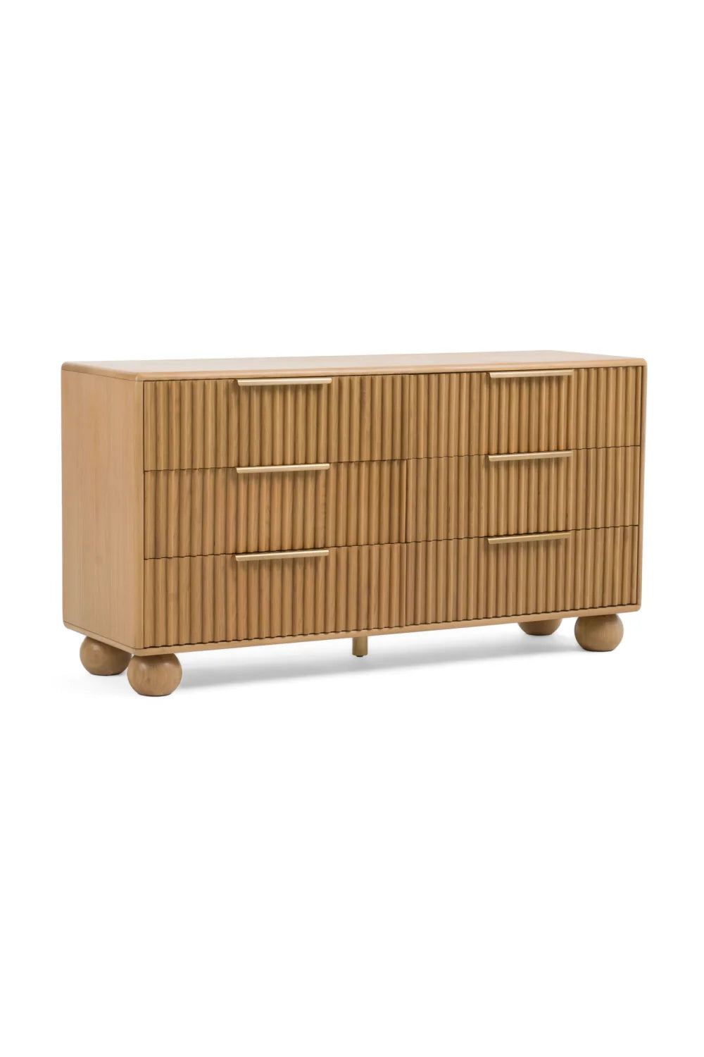 Luxury Modern Fluted Oak 6-Drawer Dresser European Style for Villa