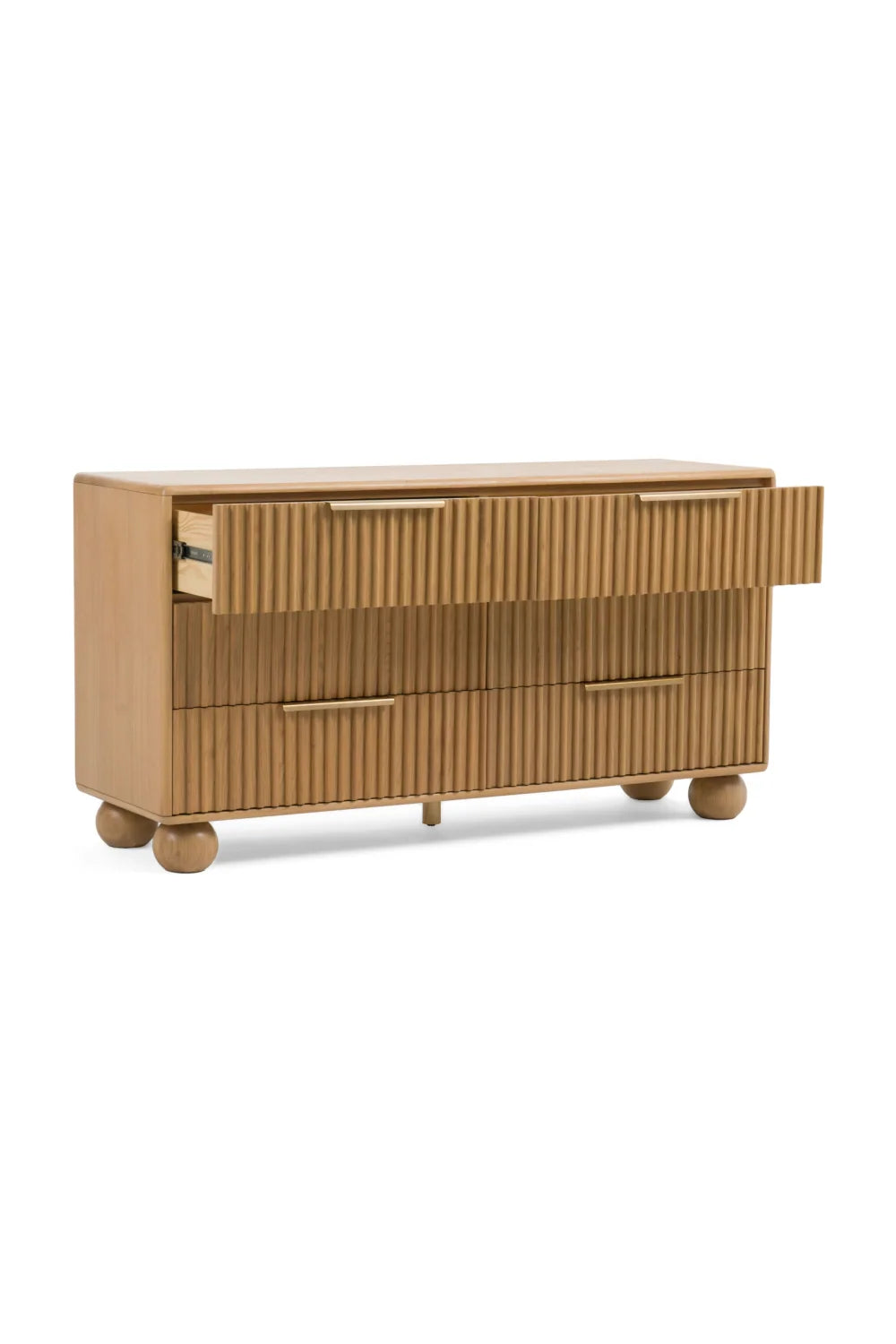 Luxury Modern Fluted Oak 6-Drawer Dresser European Style for Villa