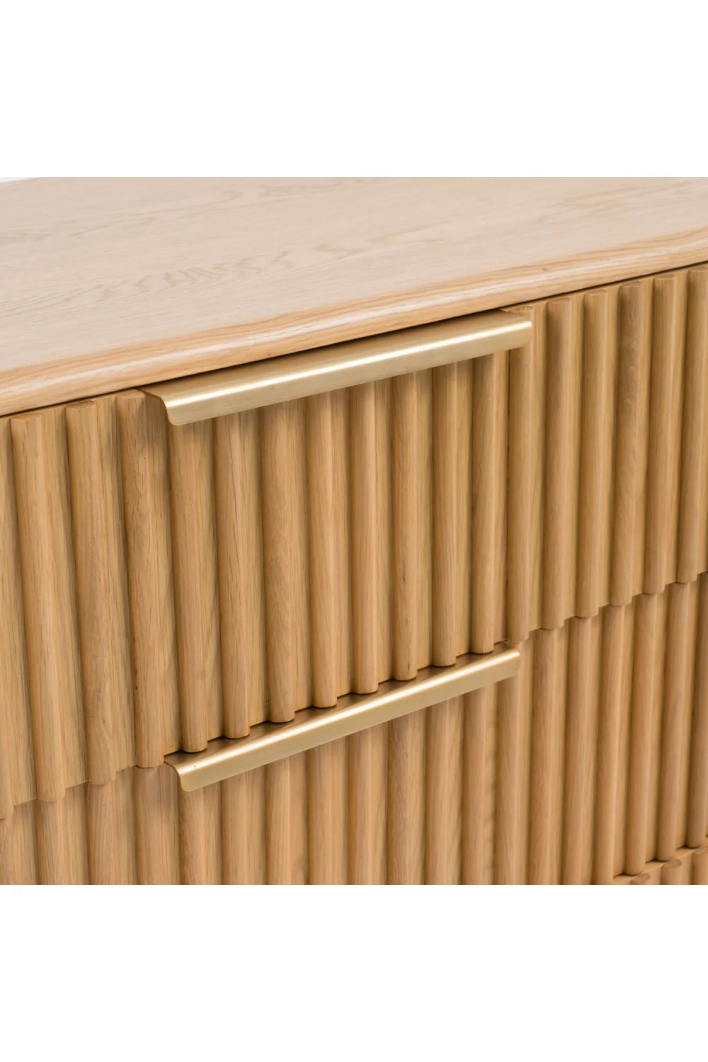 Luxury Modern Fluted Oak 6-Drawer Dresser European Style for Villa