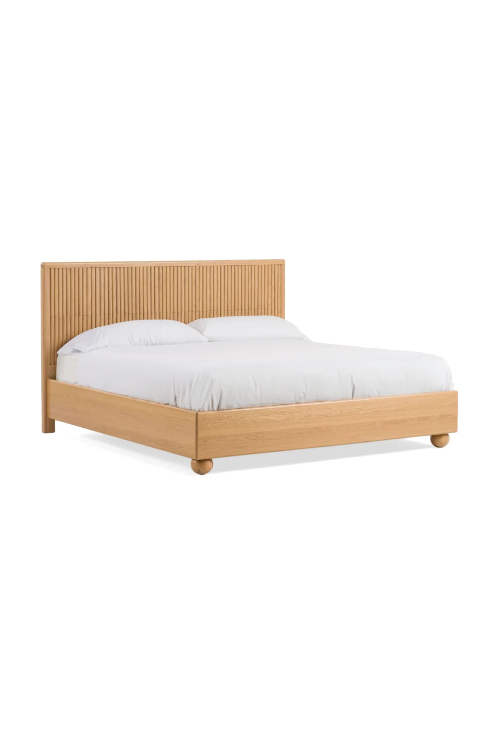 Luxury Modern Fluted Oak Bed European Style for Villa