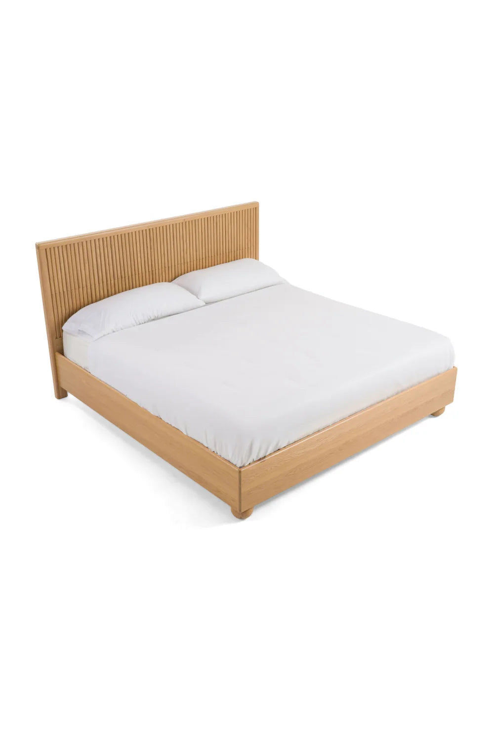 Luxury Modern Fluted Oak Bed European Style for Villa