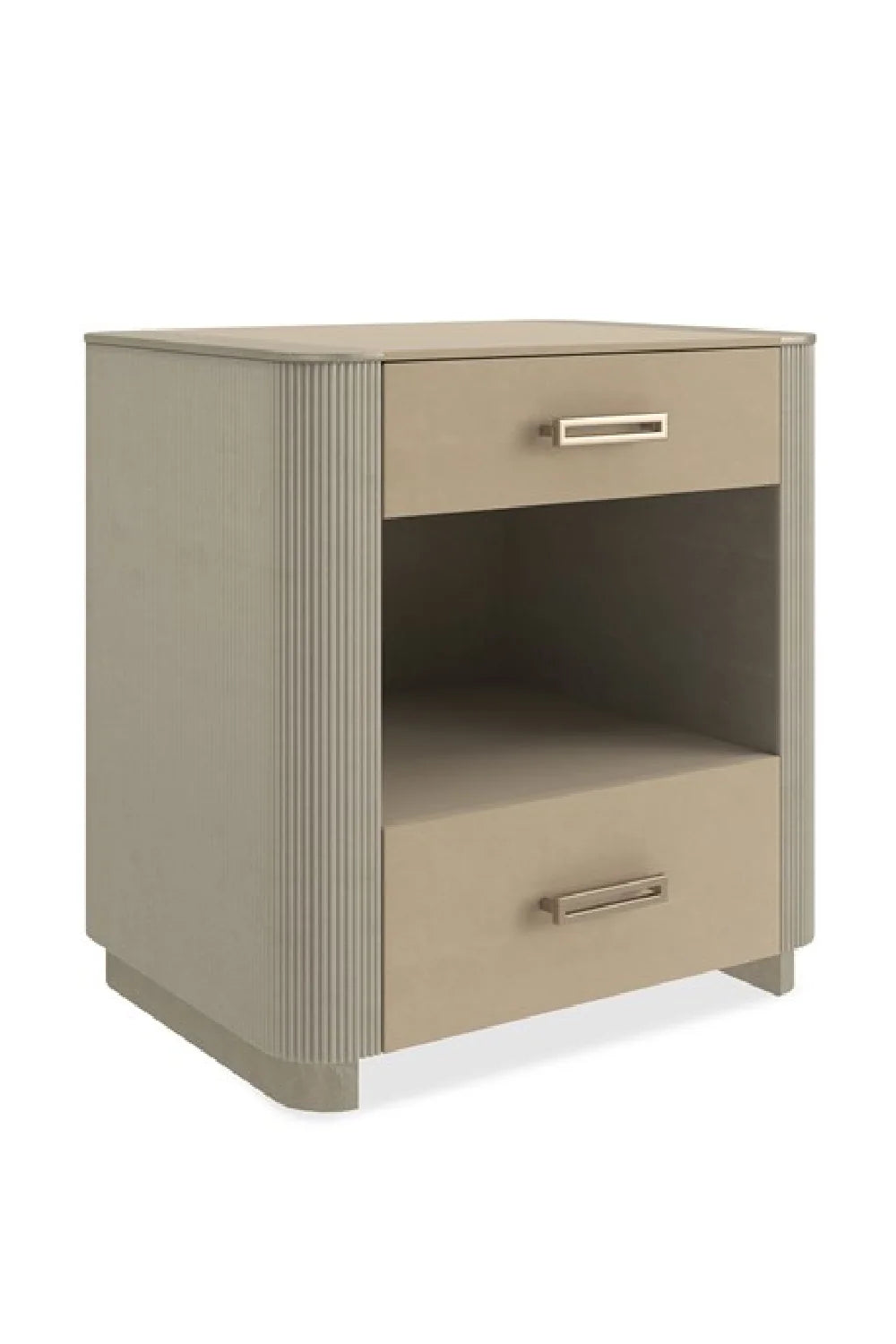 Luxury Modern Fluted Sides 2-Drawer Nightstand European Style for Villa