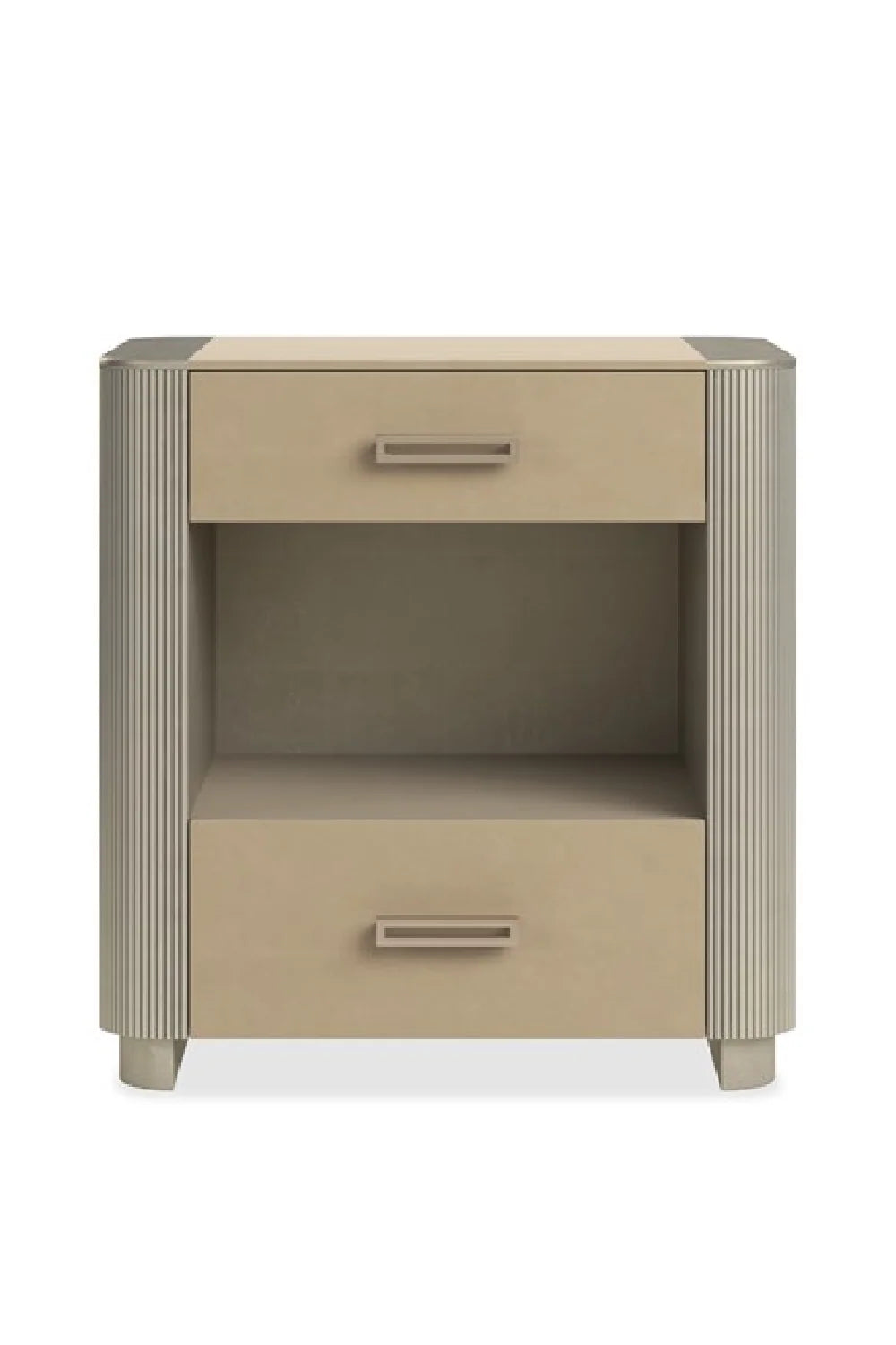 Luxury Modern Fluted Sides 2-Drawer Nightstand European Style for Villa