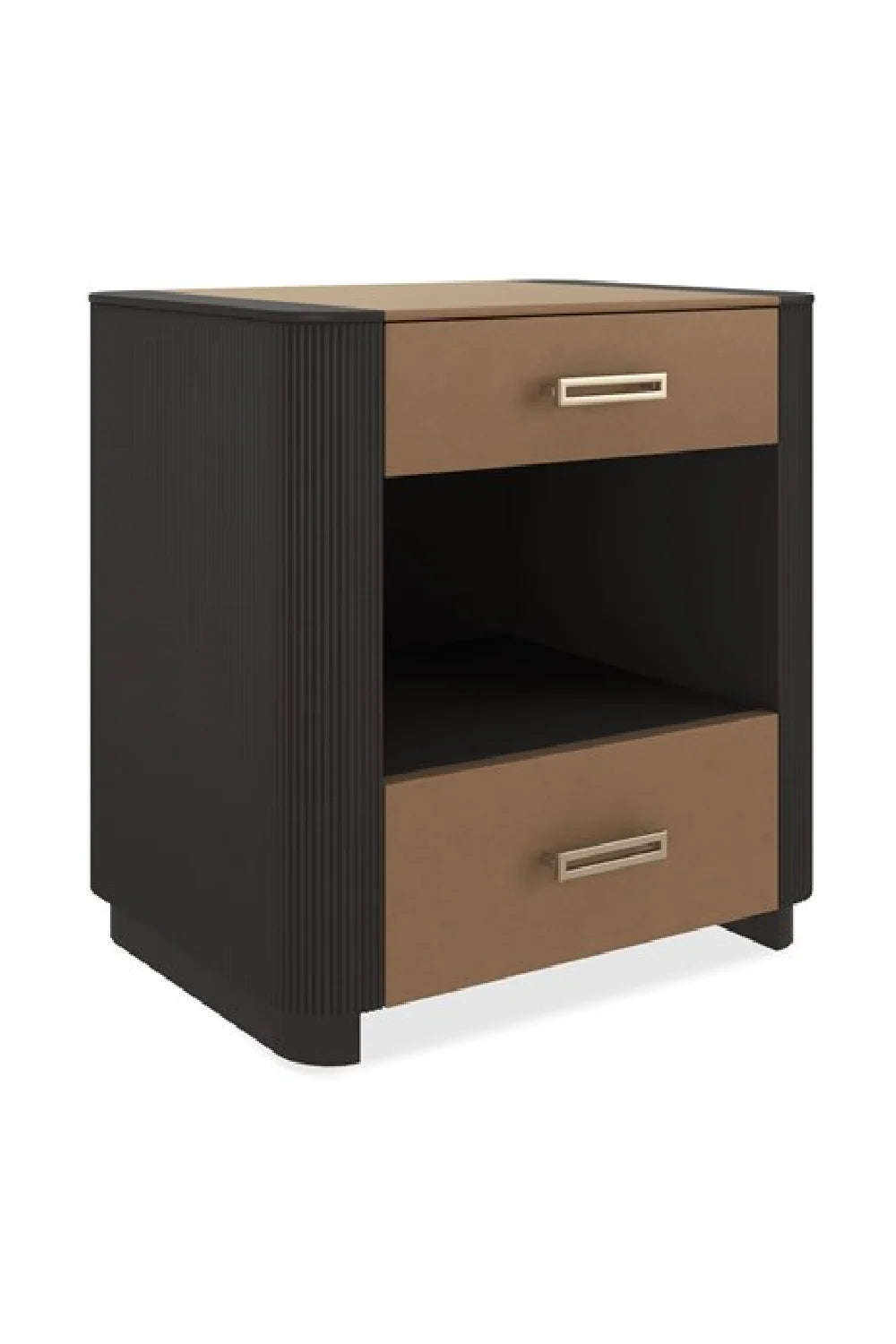 Luxury Modern Fluted Sides 2-Drawer Nightstand European Style for Villa
