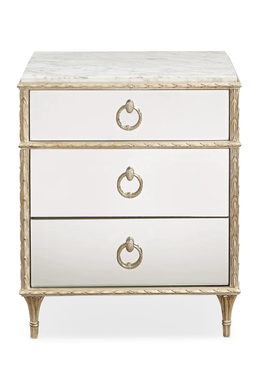 Luxury Modern Fontainebleau Mirrored Nightstand European Style for Villa