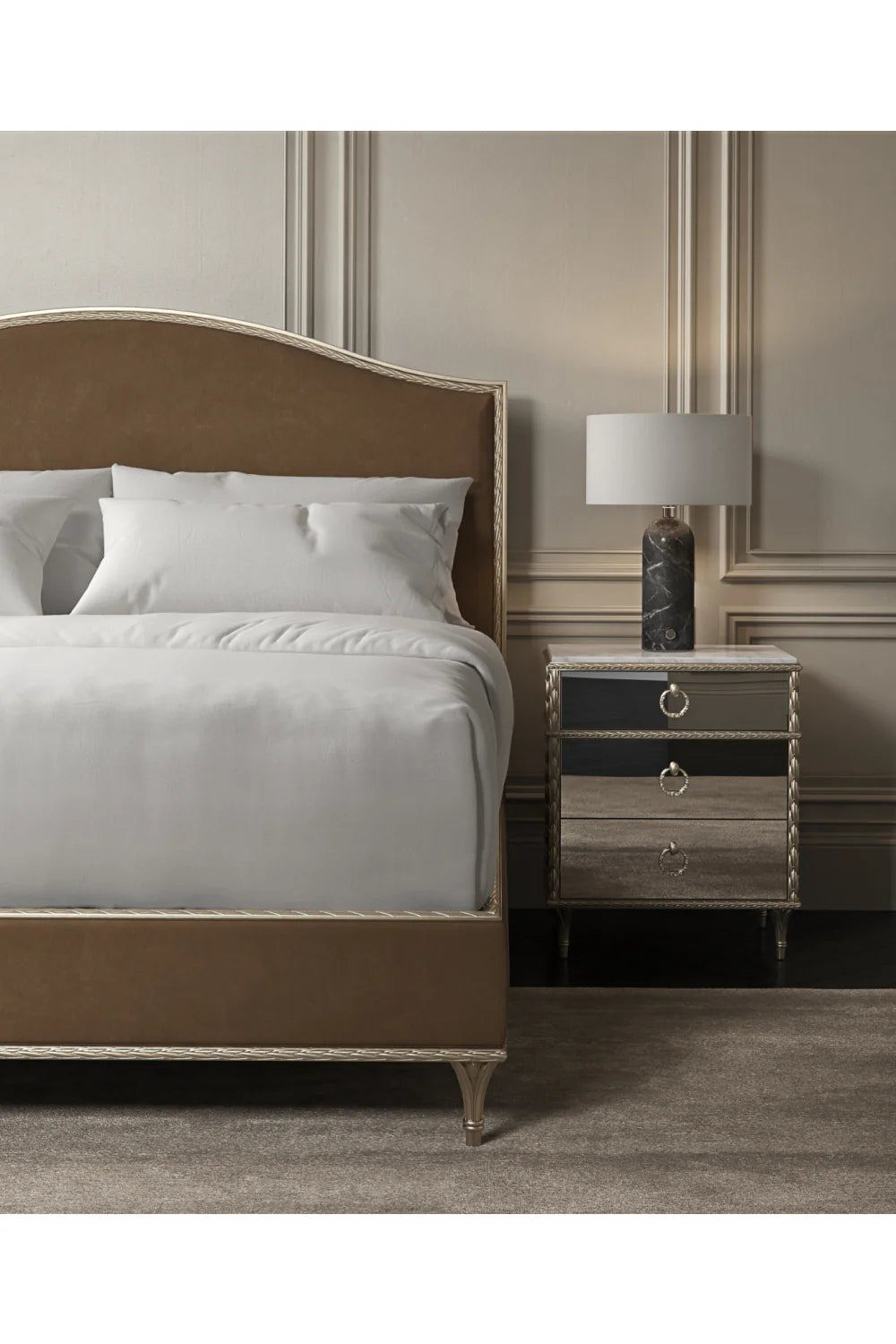 Luxury Modern Fontainebleau Mirrored Nightstand European Style for Villa