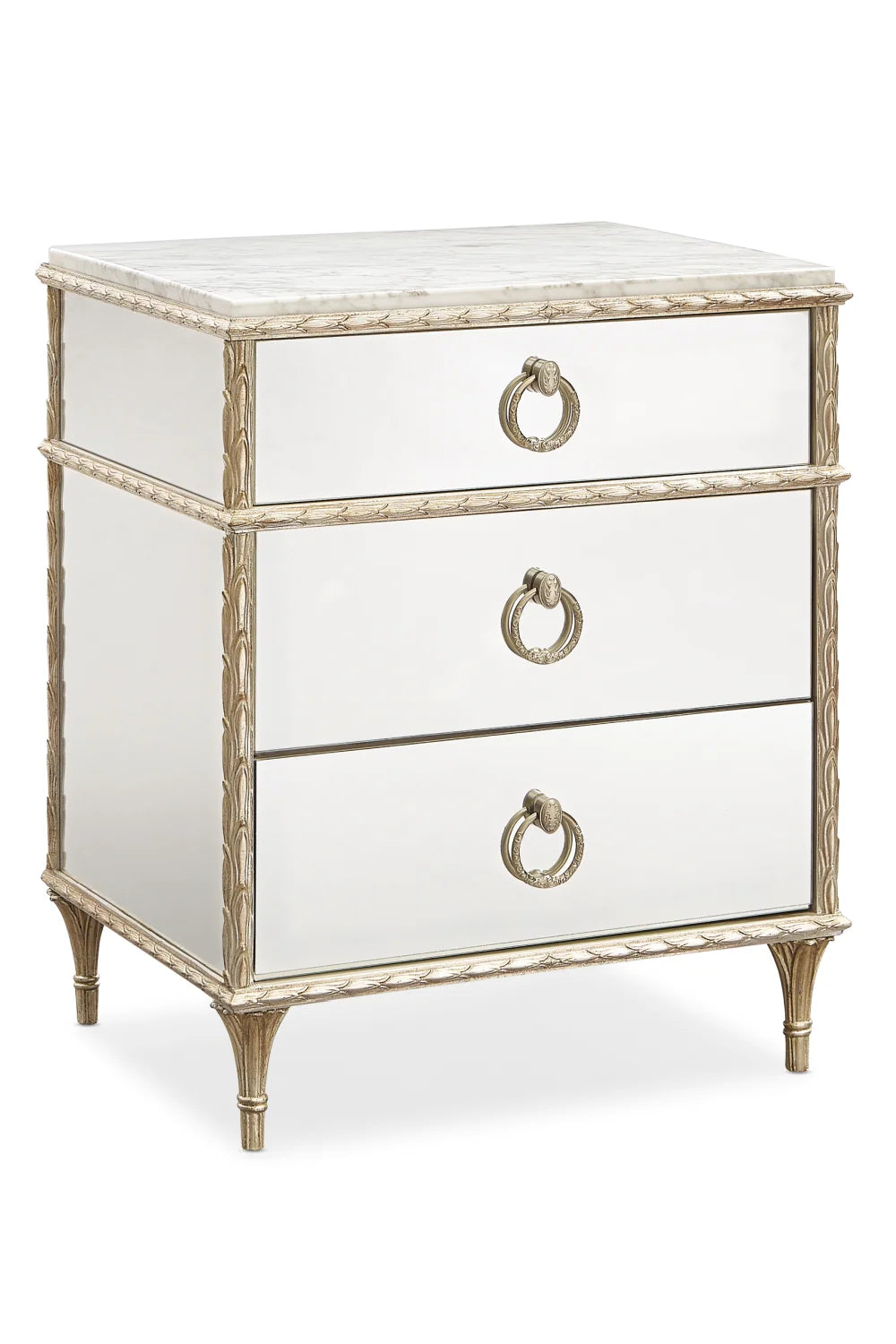 Luxury Modern Fontainebleau Mirrored Nightstand European Style for Villa