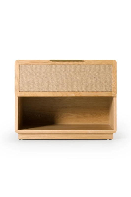 Luxury Modern Gavin Rattan Drawer Nightstand European Style for Villa