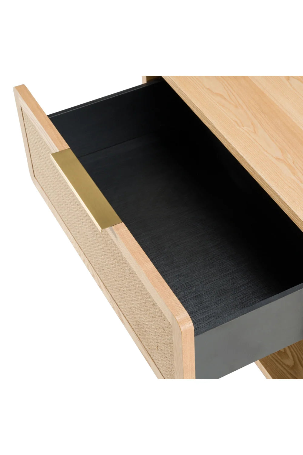Luxury Modern Gavin Rattan Drawer Nightstand European Style for Villa