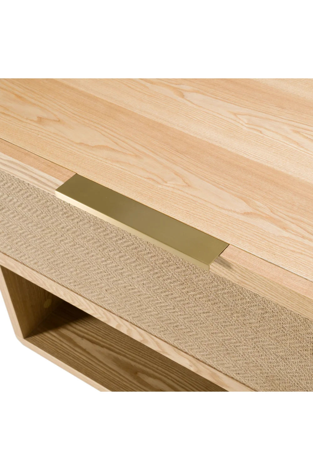 Luxury Modern Gavin Rattan Drawer Nightstand European Style for Villa