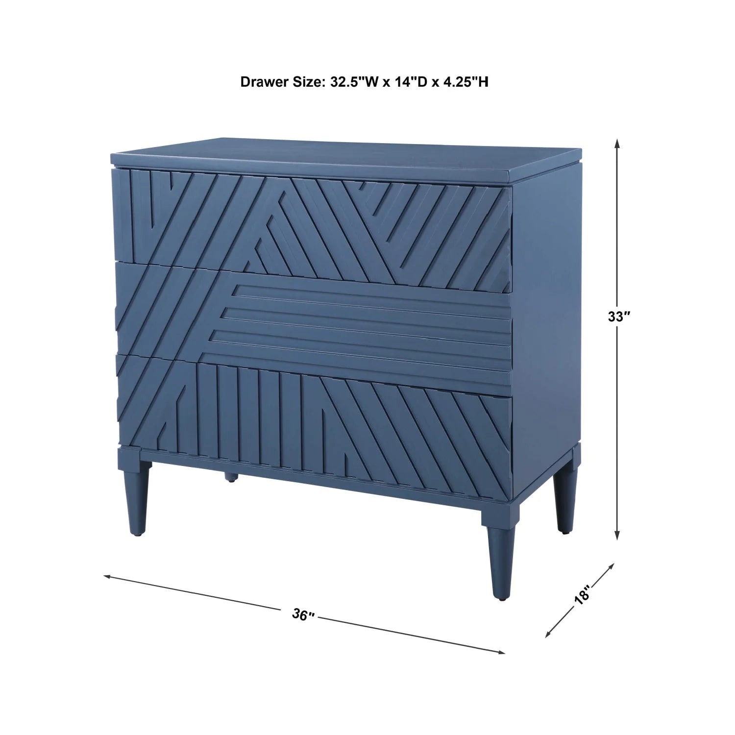 Luxury Modern Geometric Carved 3-Drawer Chest European Style for Villa