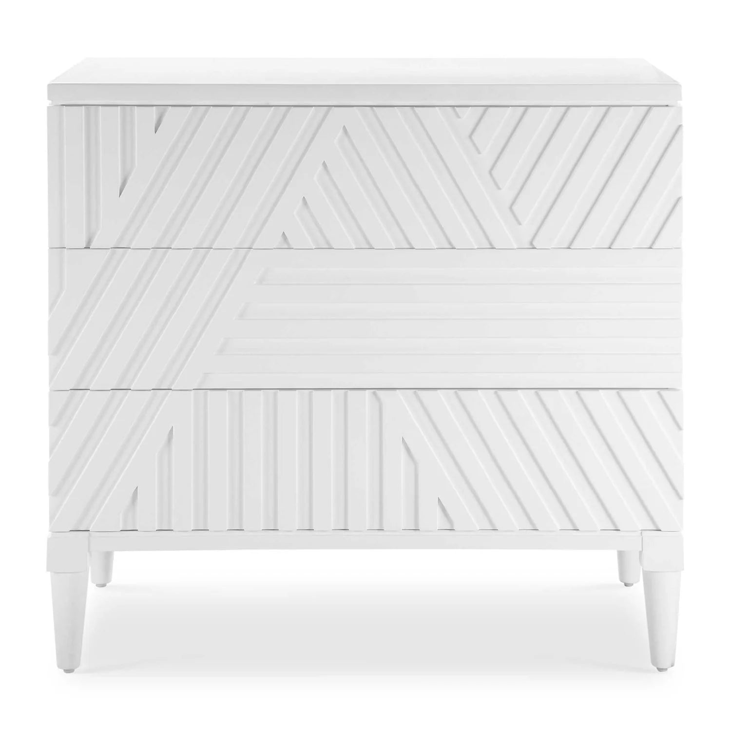 Luxury Modern Geometric Carved 3-Drawer Chest European Style for Villa