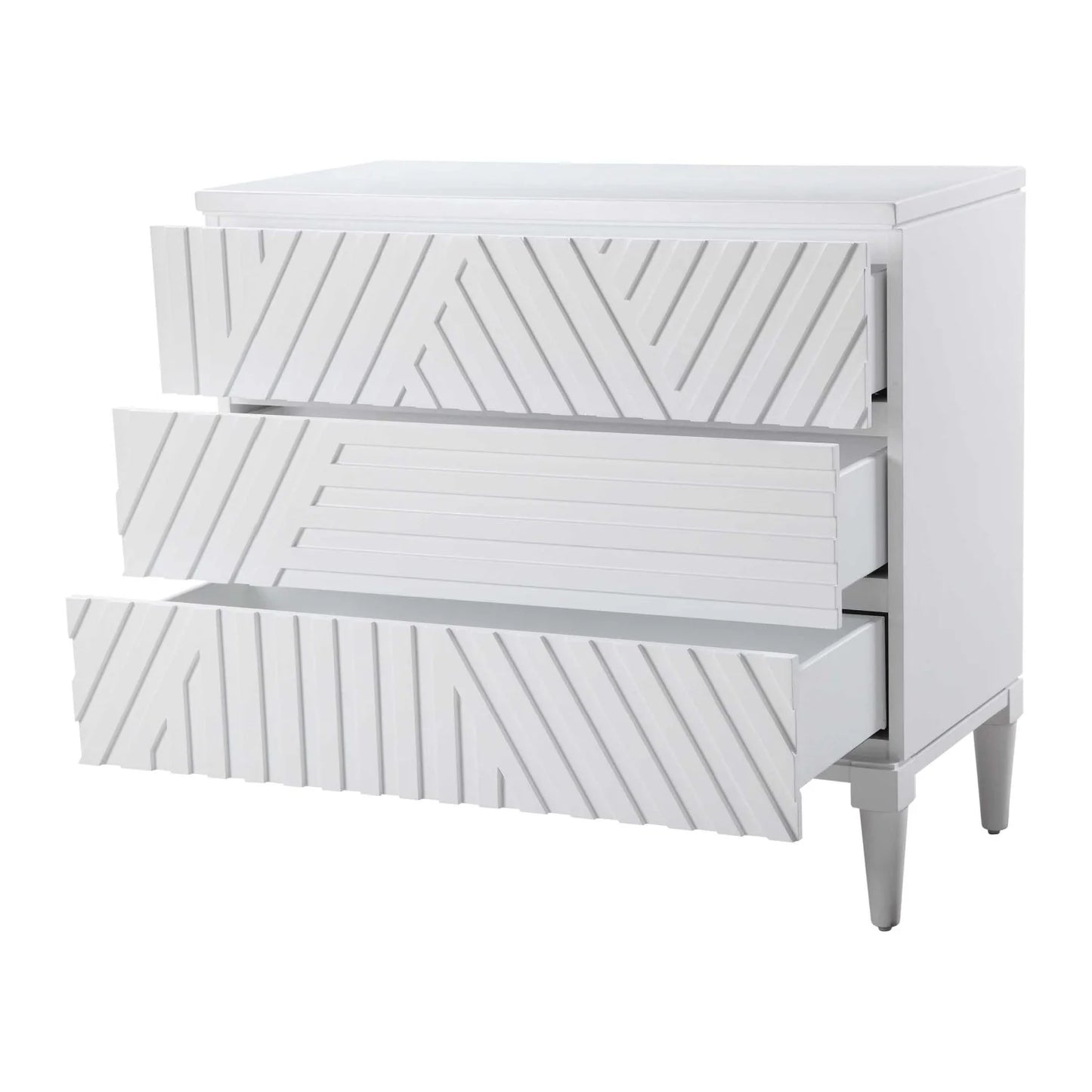 Luxury Modern Geometric Carved 3-Drawer Chest European Style for Villa