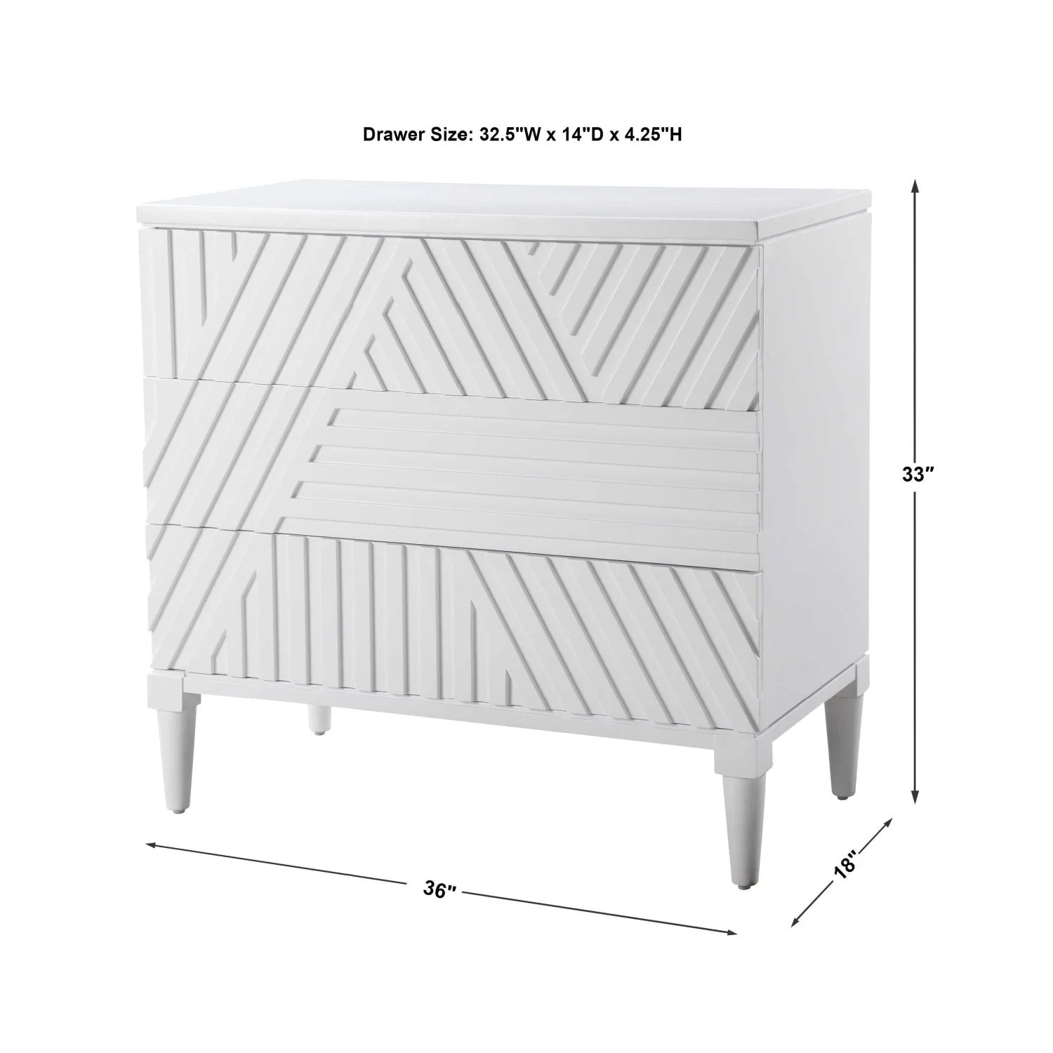 Luxury Modern Geometric Carved 3-Drawer Chest European Style for Villa