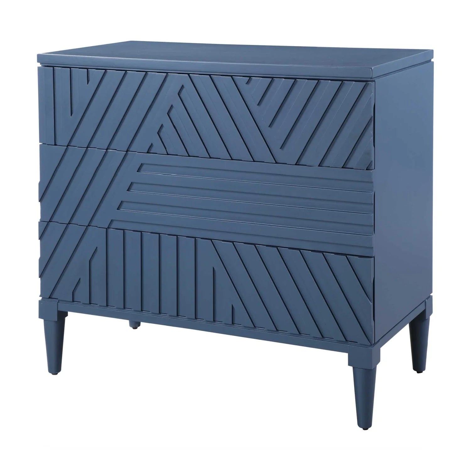Luxury Modern Geometric Carved 3-Drawer Chest European Style for Villa