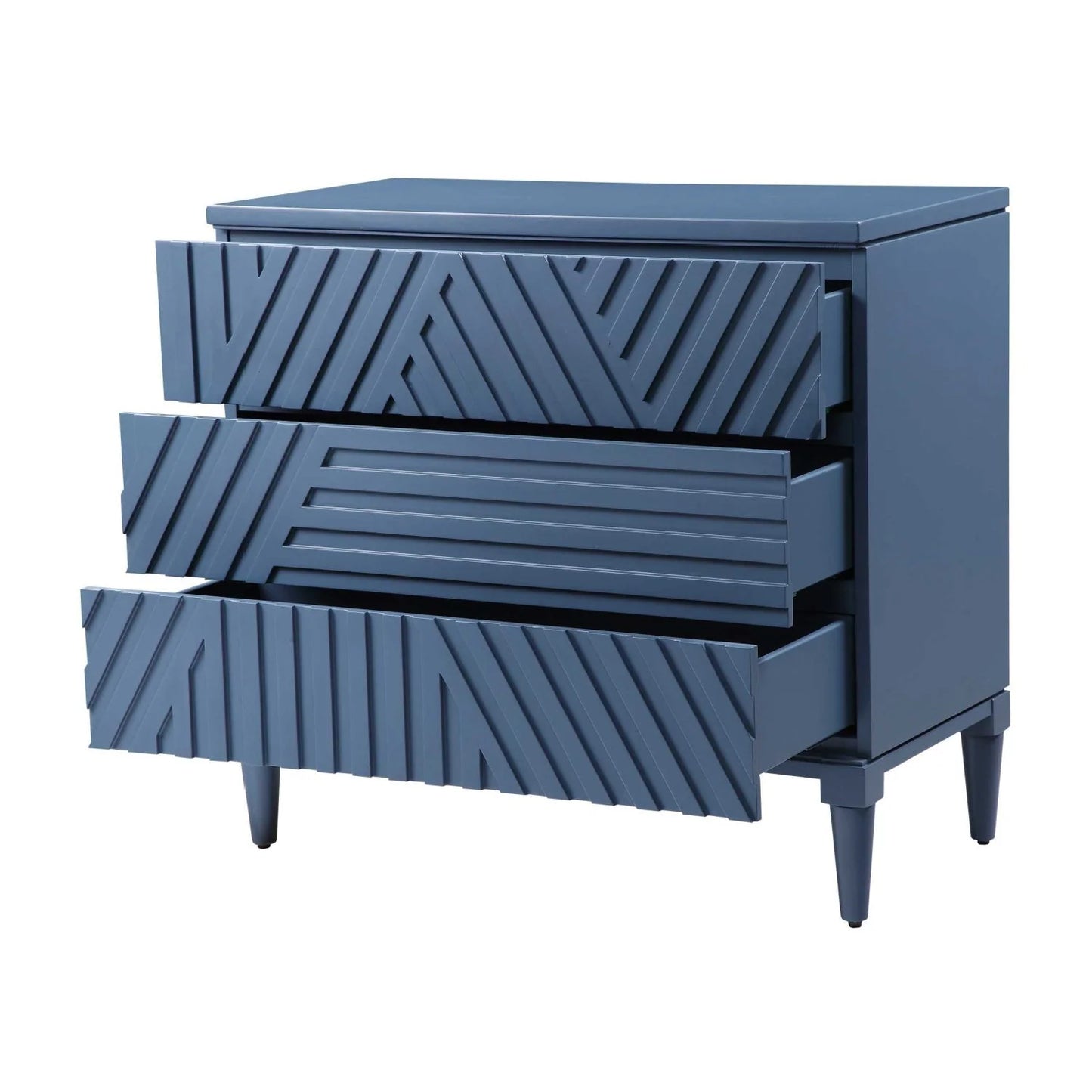 Luxury Modern Geometric Carved 3-Drawer Chest European Style for Villa