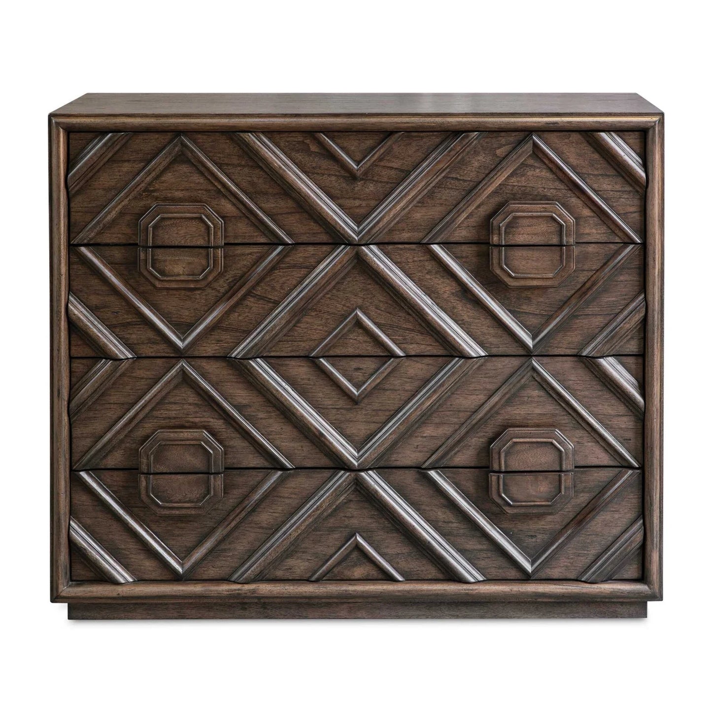 Luxury Modern Geometric Carved 4-Drawer Chest European Style for Villa