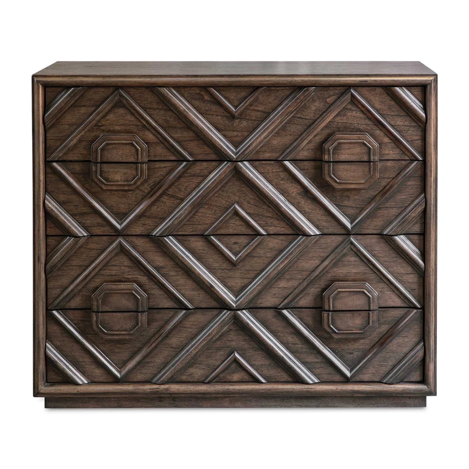 Luxury Modern Geometric Carved 4-Drawer Chest European Style for Villa