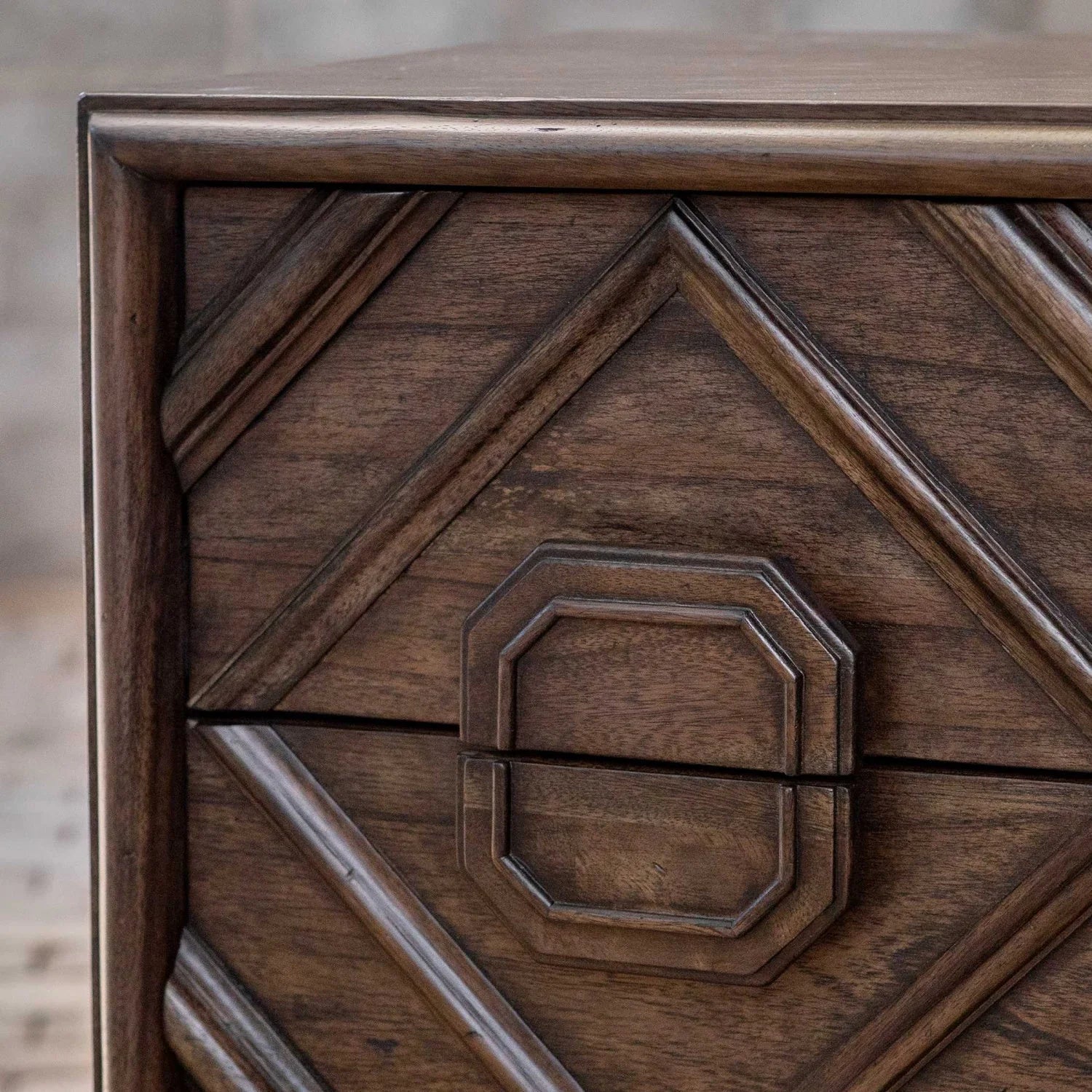 Luxury Modern Geometric Carved 4-Drawer Chest European Style for Villa