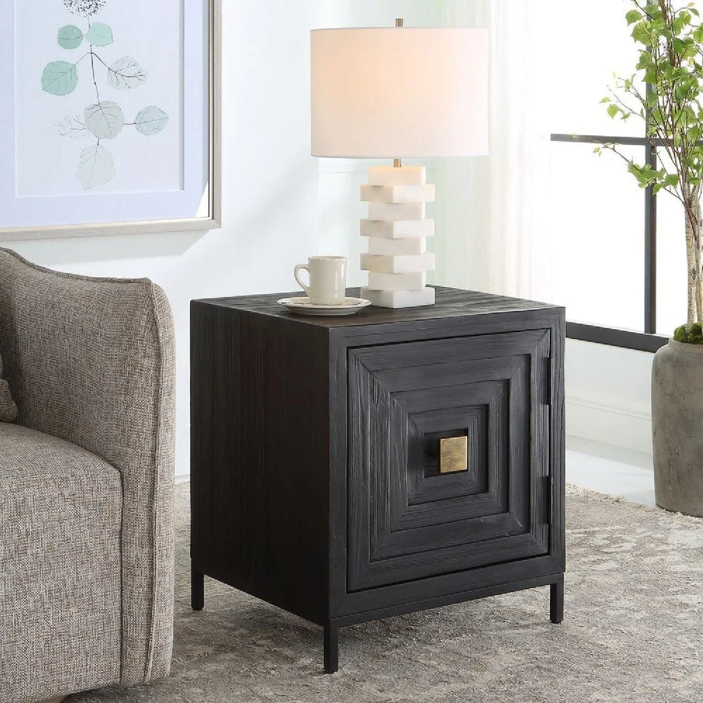 Luxury Modern Geometric Wooden Accent Cabinet European Style for Villa