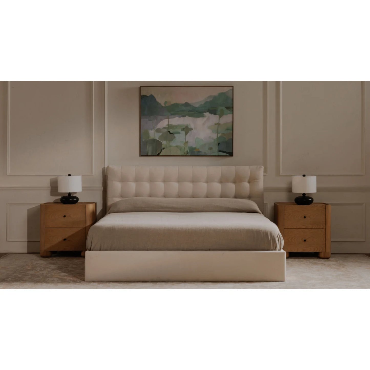 Luxury Modern Gibson 2-Drawer Nightstand European Style for Villa