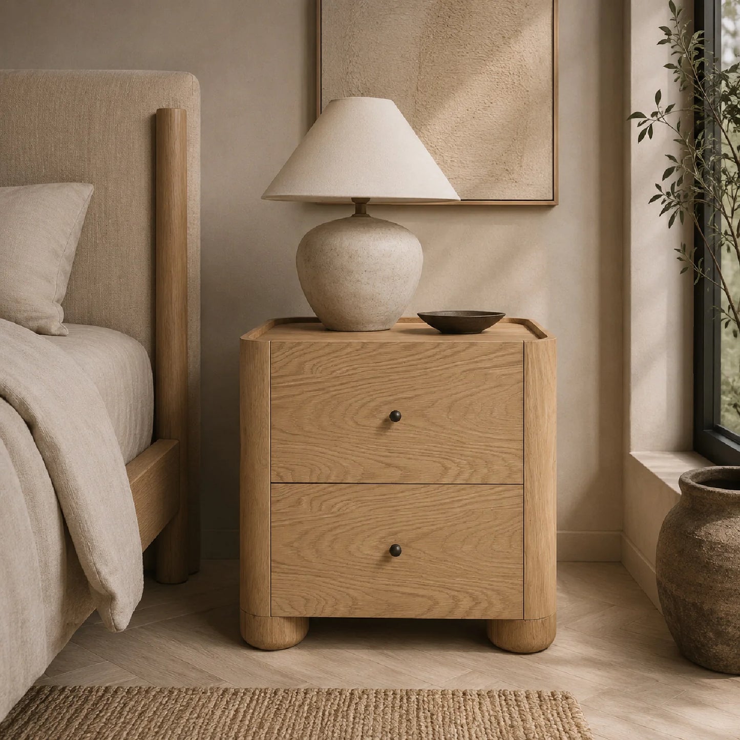 Luxury Modern Gibson 2-Drawer Nightstand European Style for Villa