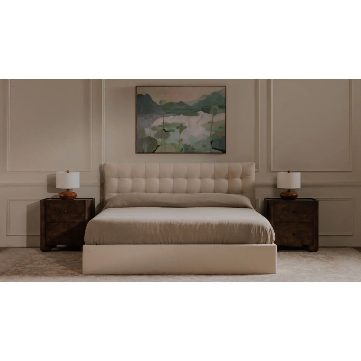 Luxury Modern Gibson 2-Drawer Nightstand European Style for Villa