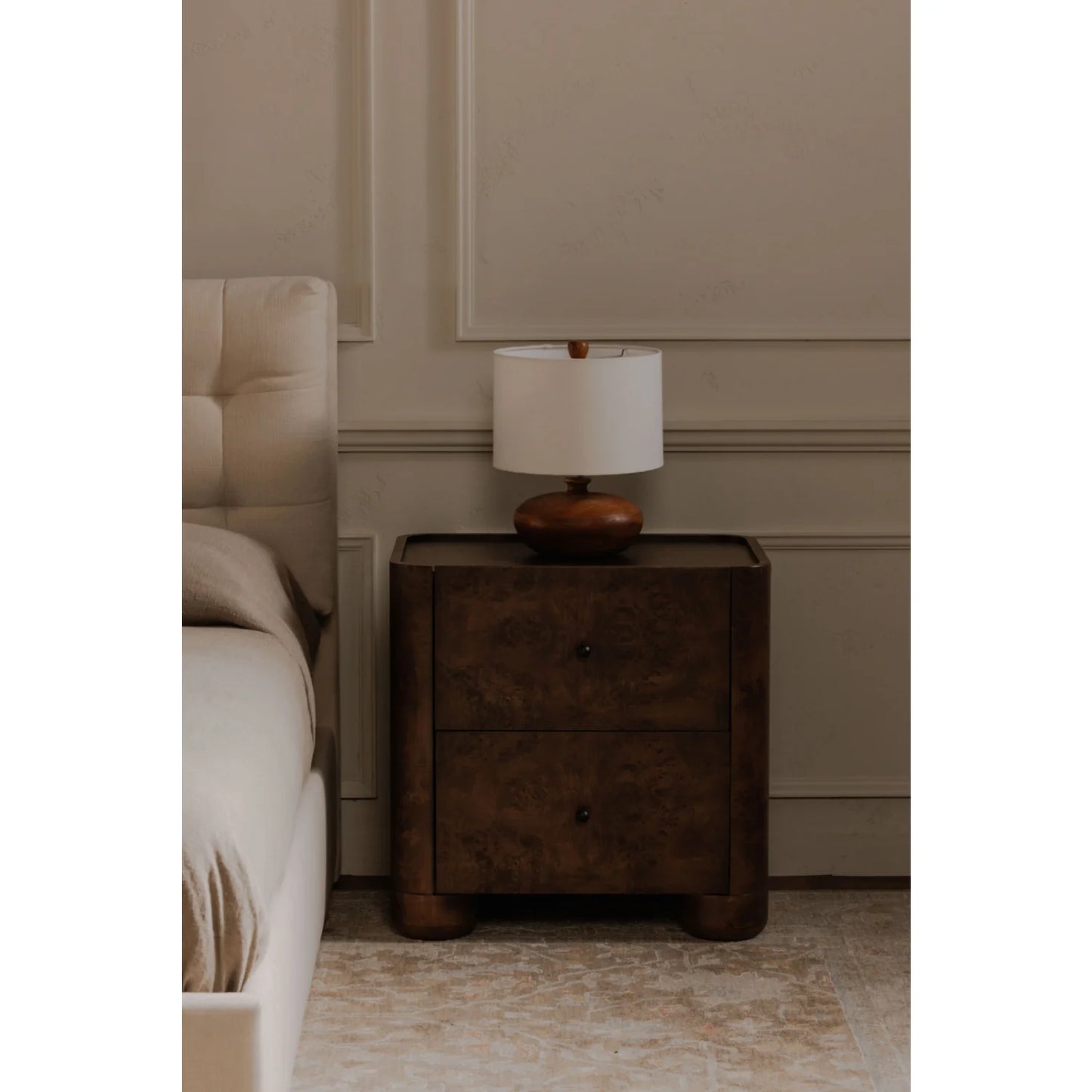 Luxury Modern Gibson 2-Drawer Nightstand European Style for Villa