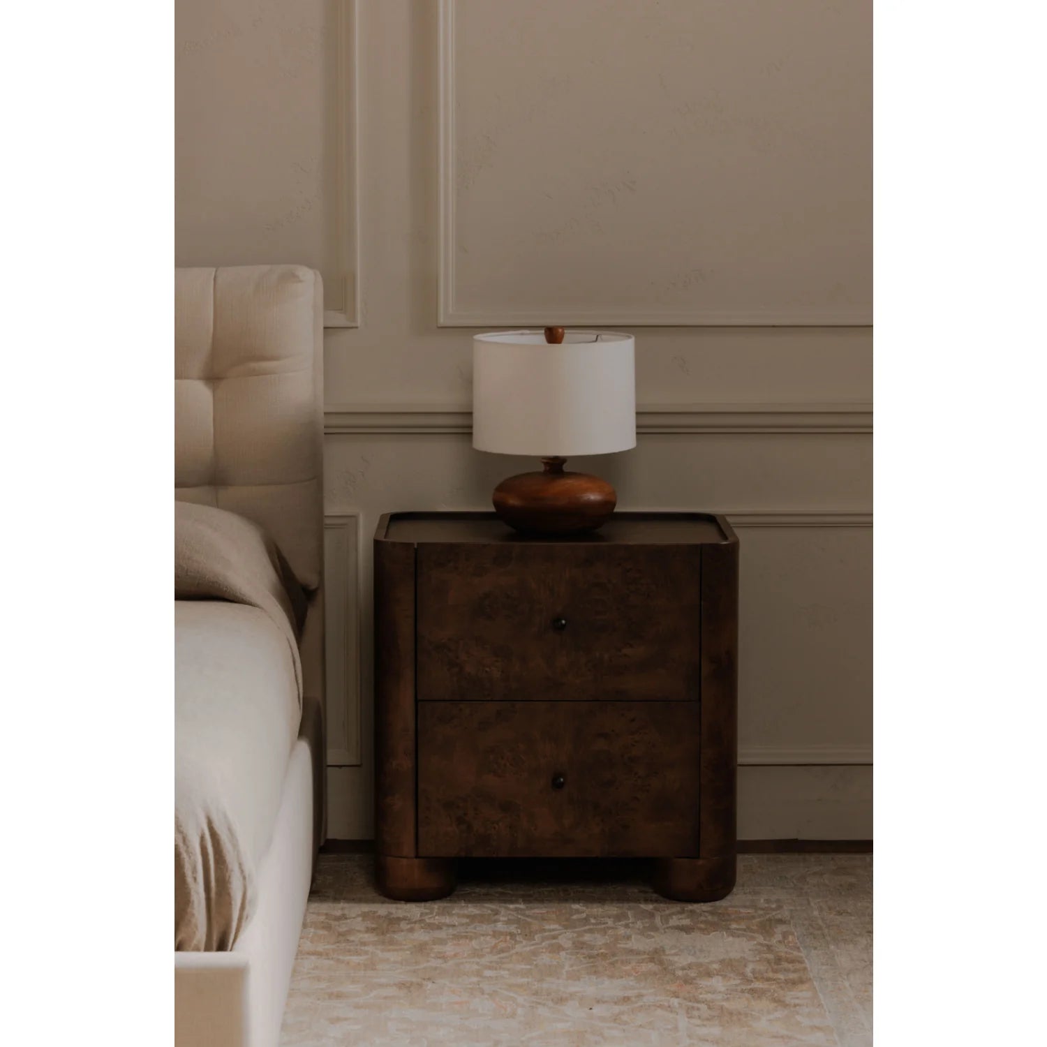 Luxury Modern Gibson 2-Drawer Nightstand European Style for Villa