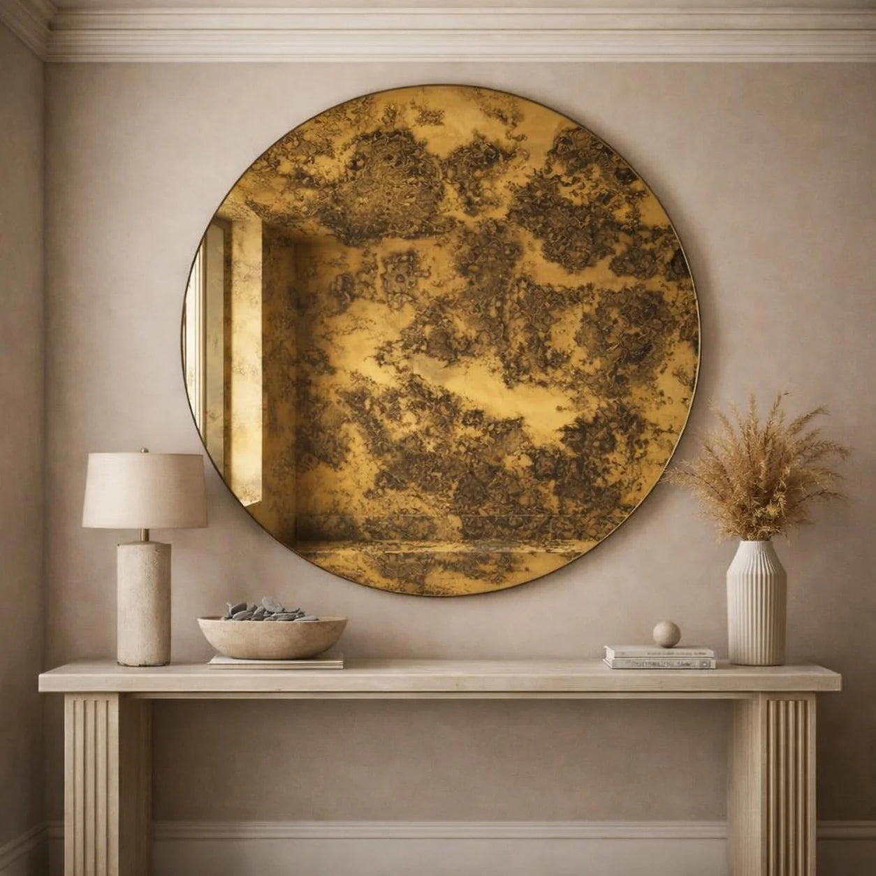 Luxury Modern Gilded Veil Mirror European Style for Villa
