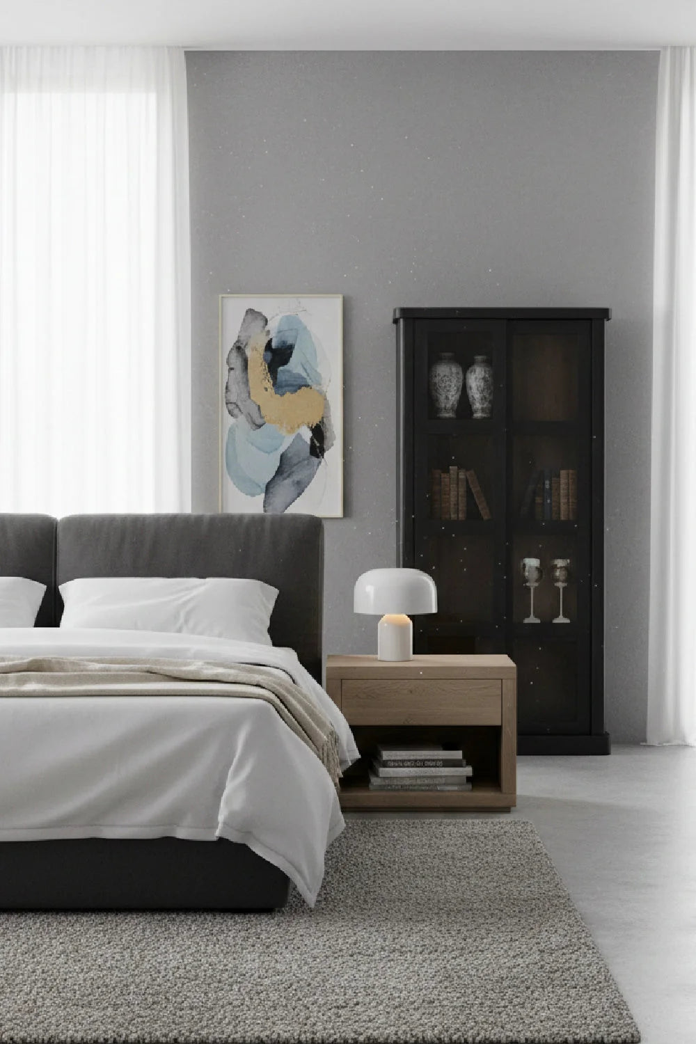 Luxury Modern Glass Tall Cabinet European Style for Villa