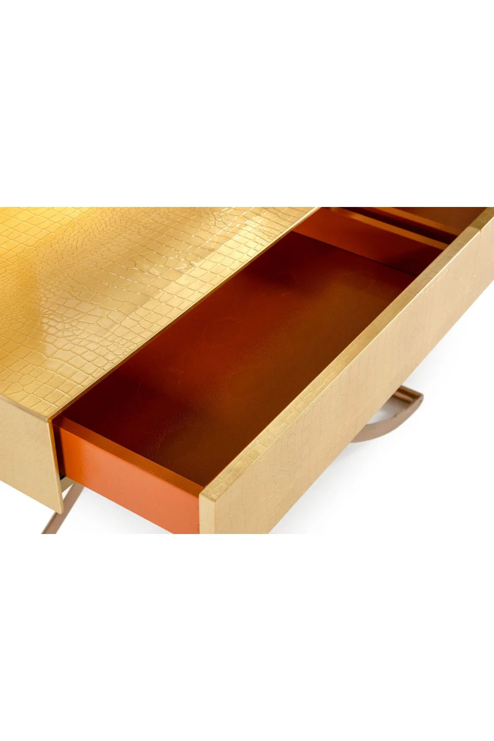 Luxury Modern Gold Crocodile Mirror Console Table European Style for Villa