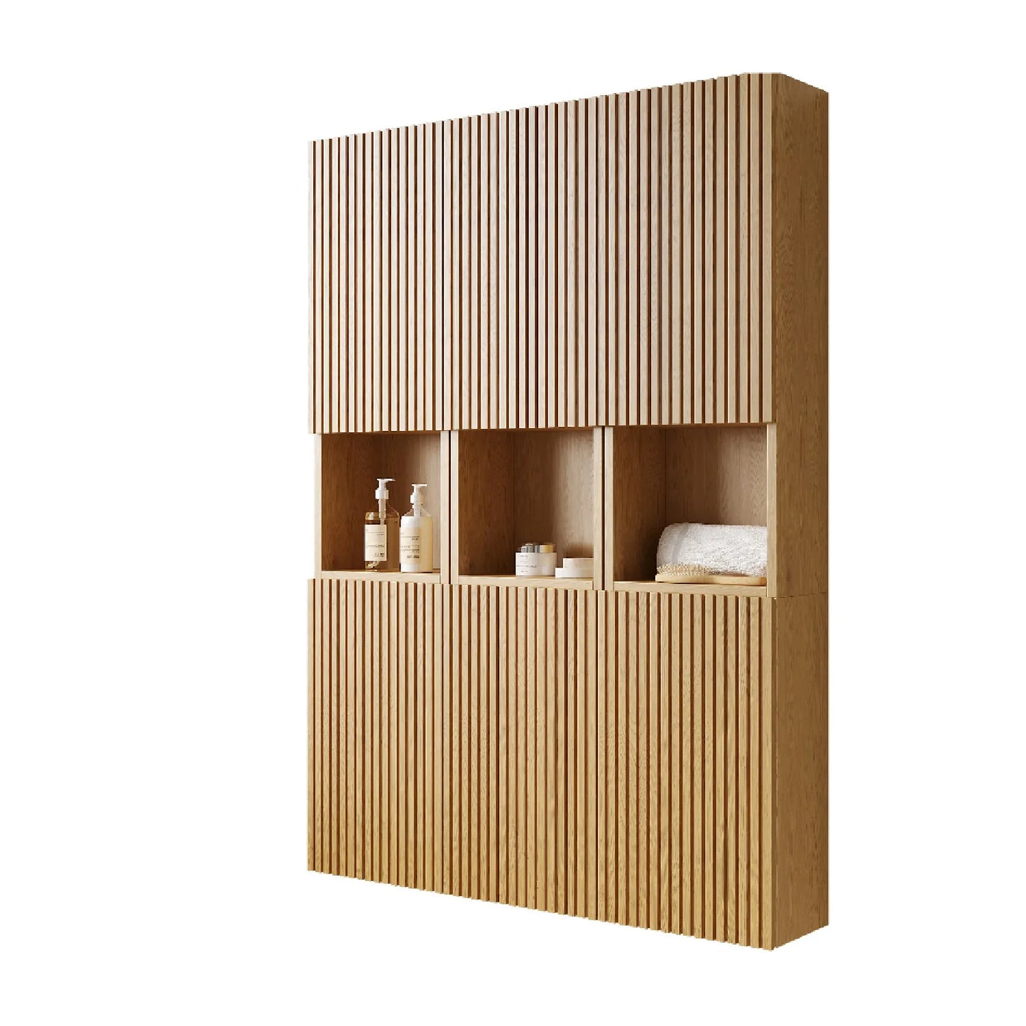 Luxury Modern Golden Oak Bathroom Cabinet European Style for Villa