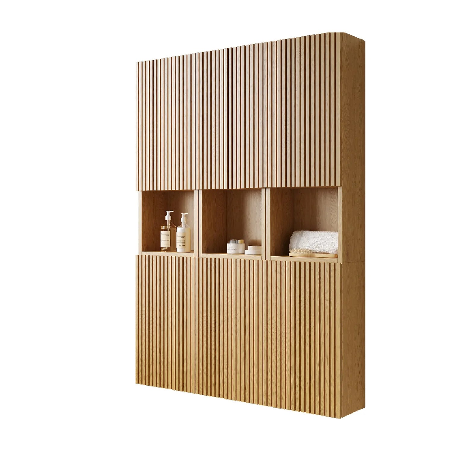 Luxury Modern Golden Oak Bathroom Cabinet European Style for Villa