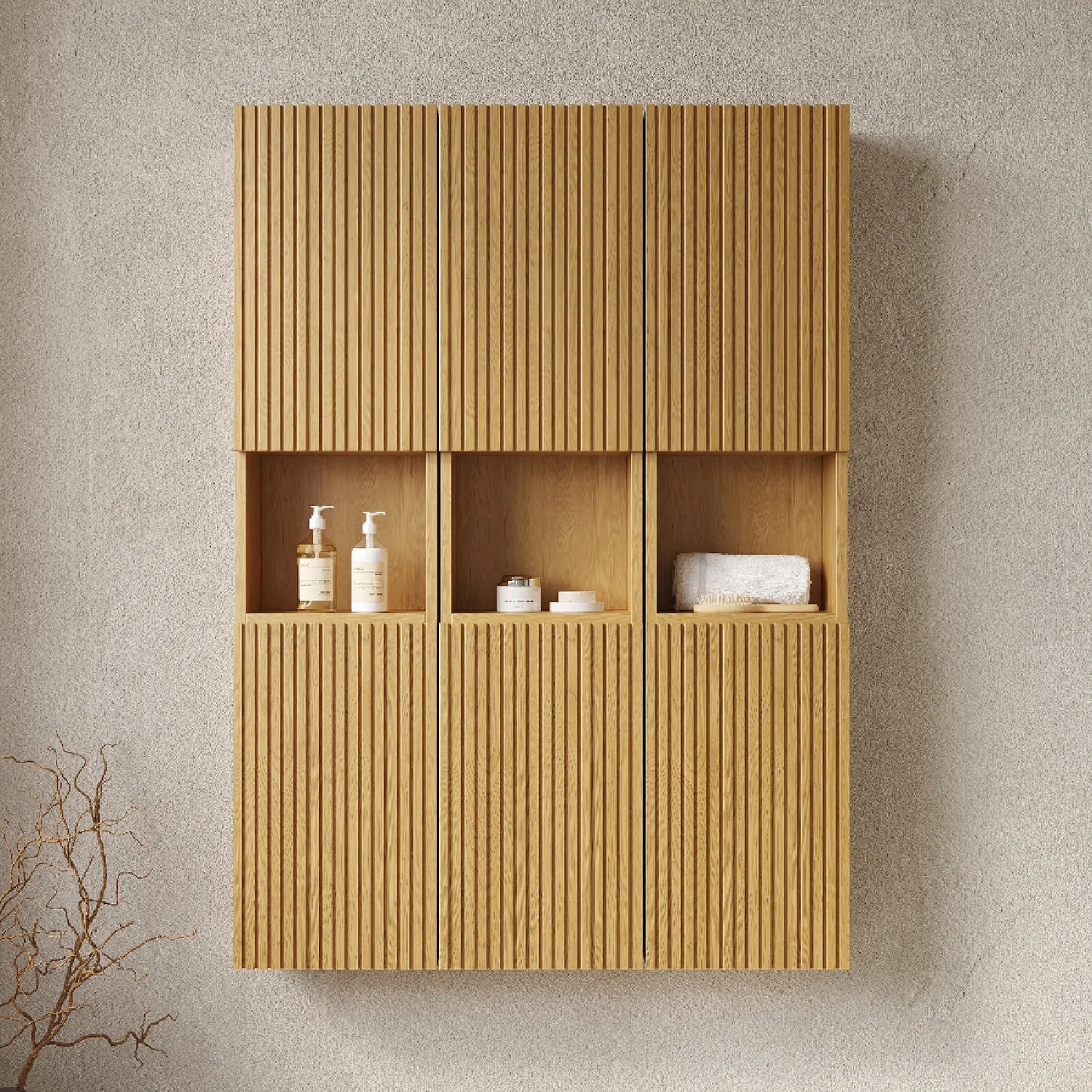 Luxury Modern Golden Oak Bathroom Cabinet European Style for Villa